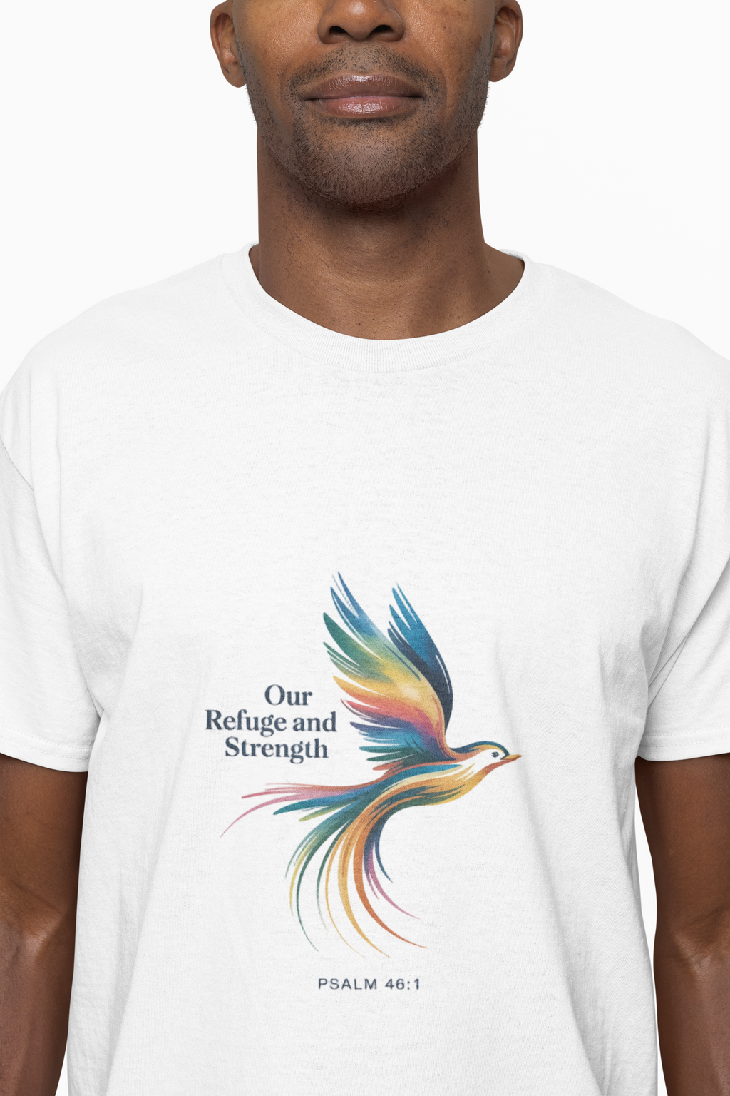 Psalm Bird Tee — "Our Refuge and Our Strength" Christian T-Shirt