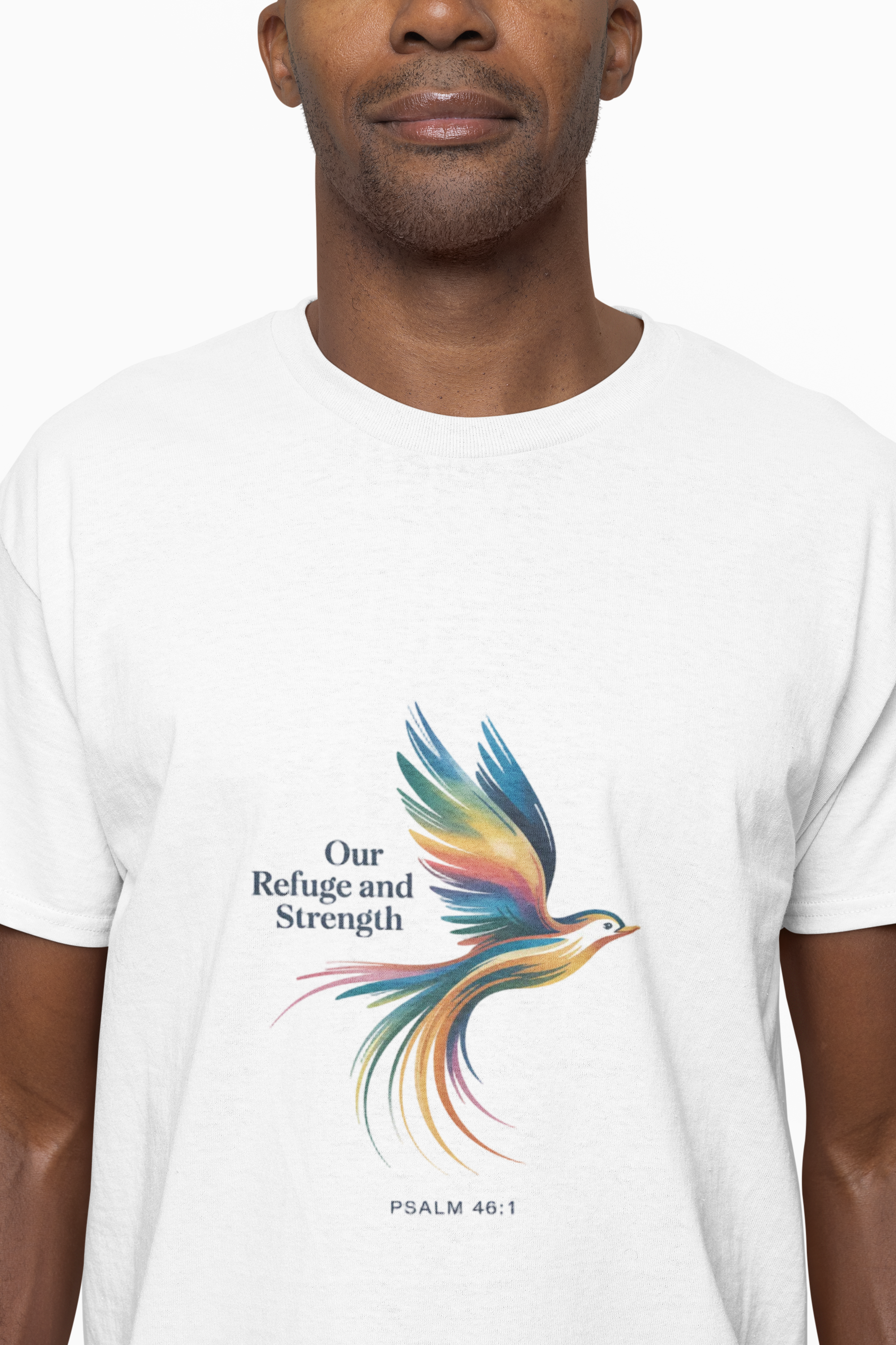 Psalm Bird Tee — "Our Refuge and Our Strength" Christian T-Shirt