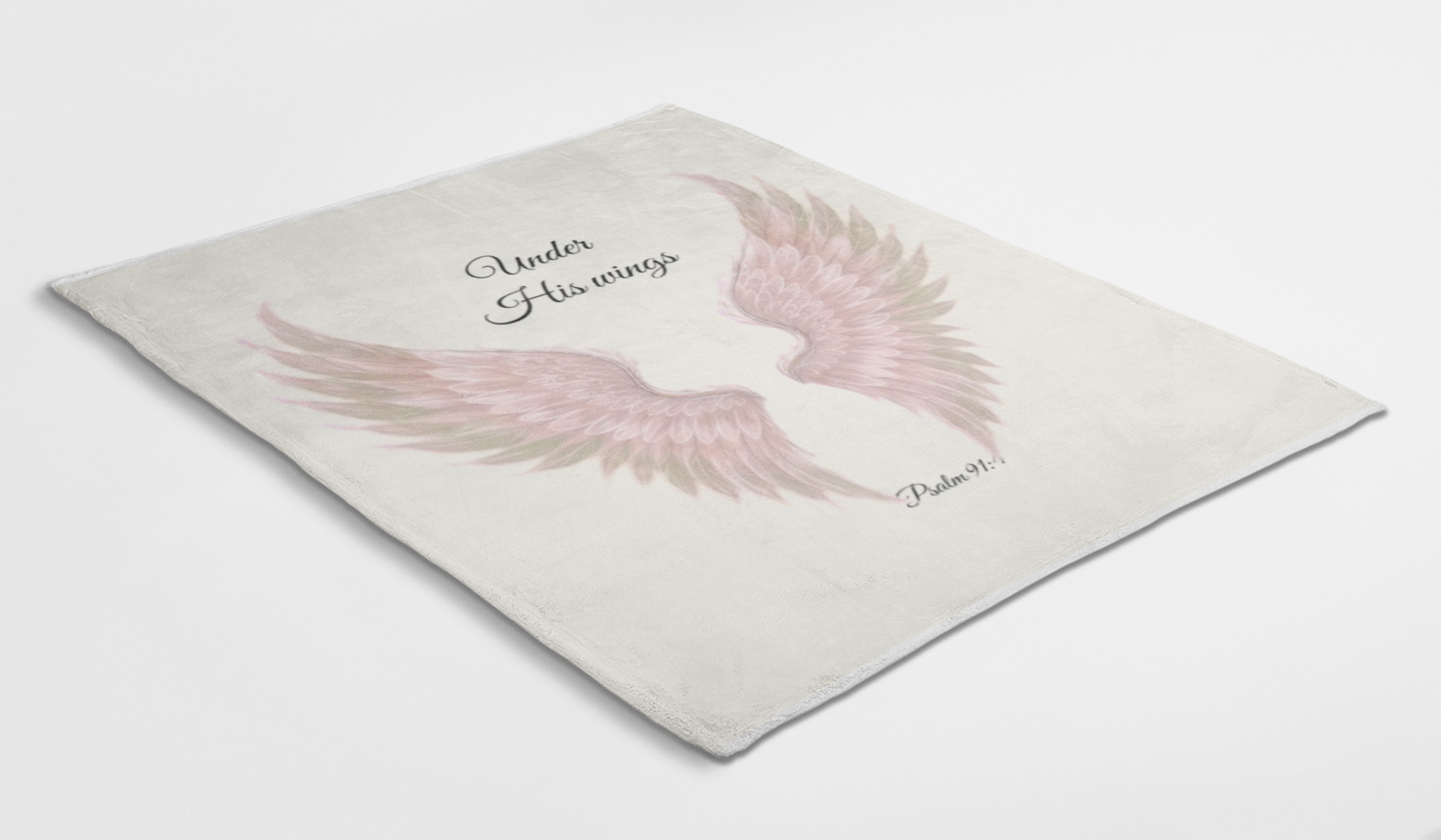 Plush Blanket, Pink Wings - "Under His Wings" Psalm 91:4 Christian Throw