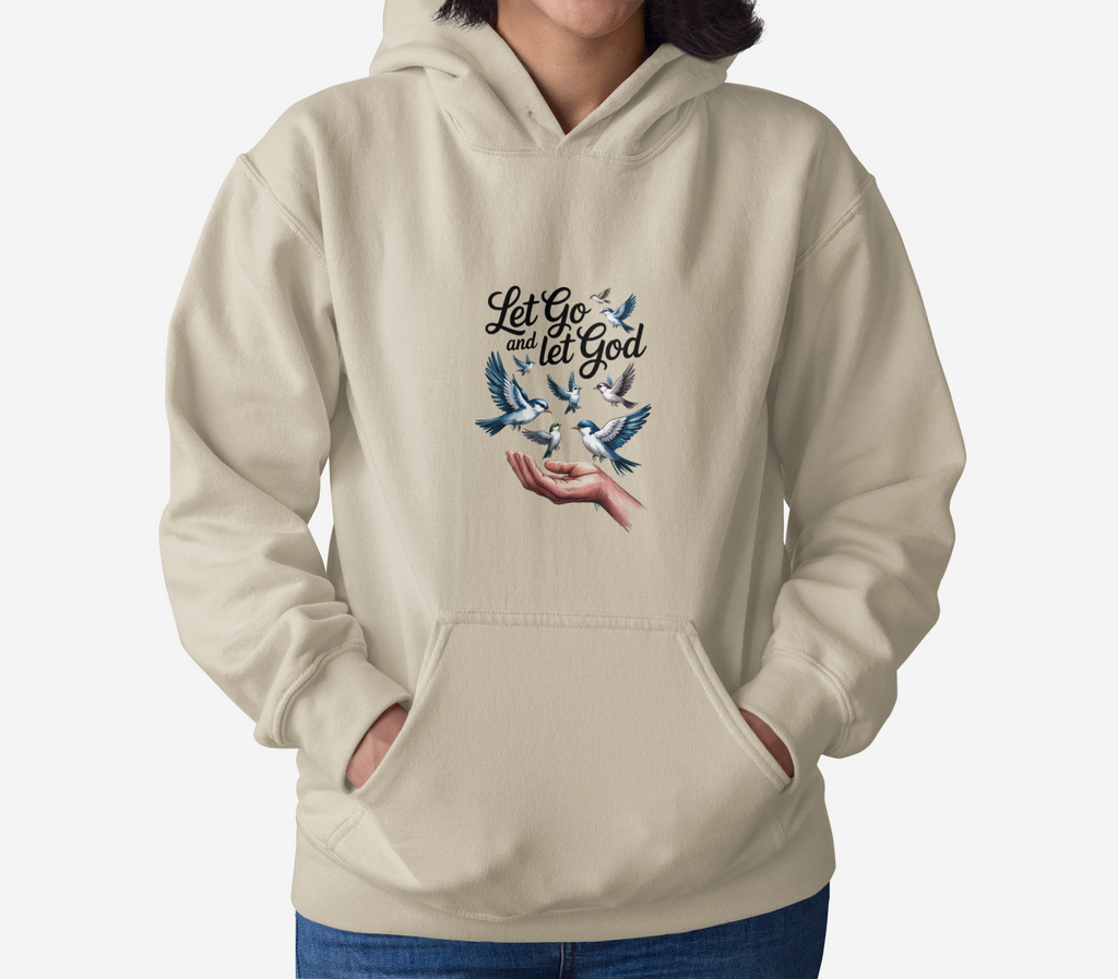 Let It Go With God Hoodie — Faith-Inspired Dove Graphic Pullover
