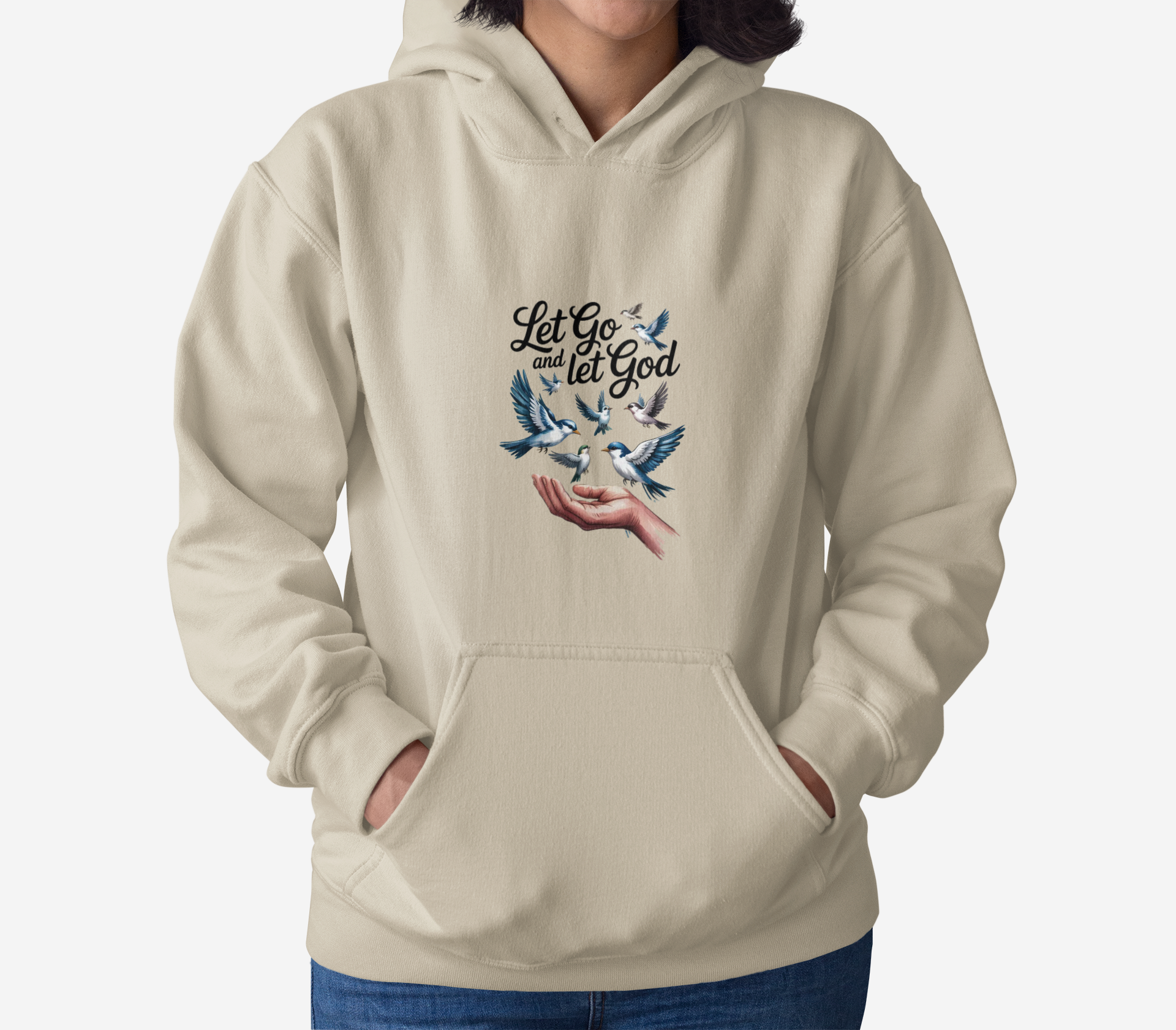 Let It Go With God Hoodie — Faith-Inspired Dove Graphic Pullover
