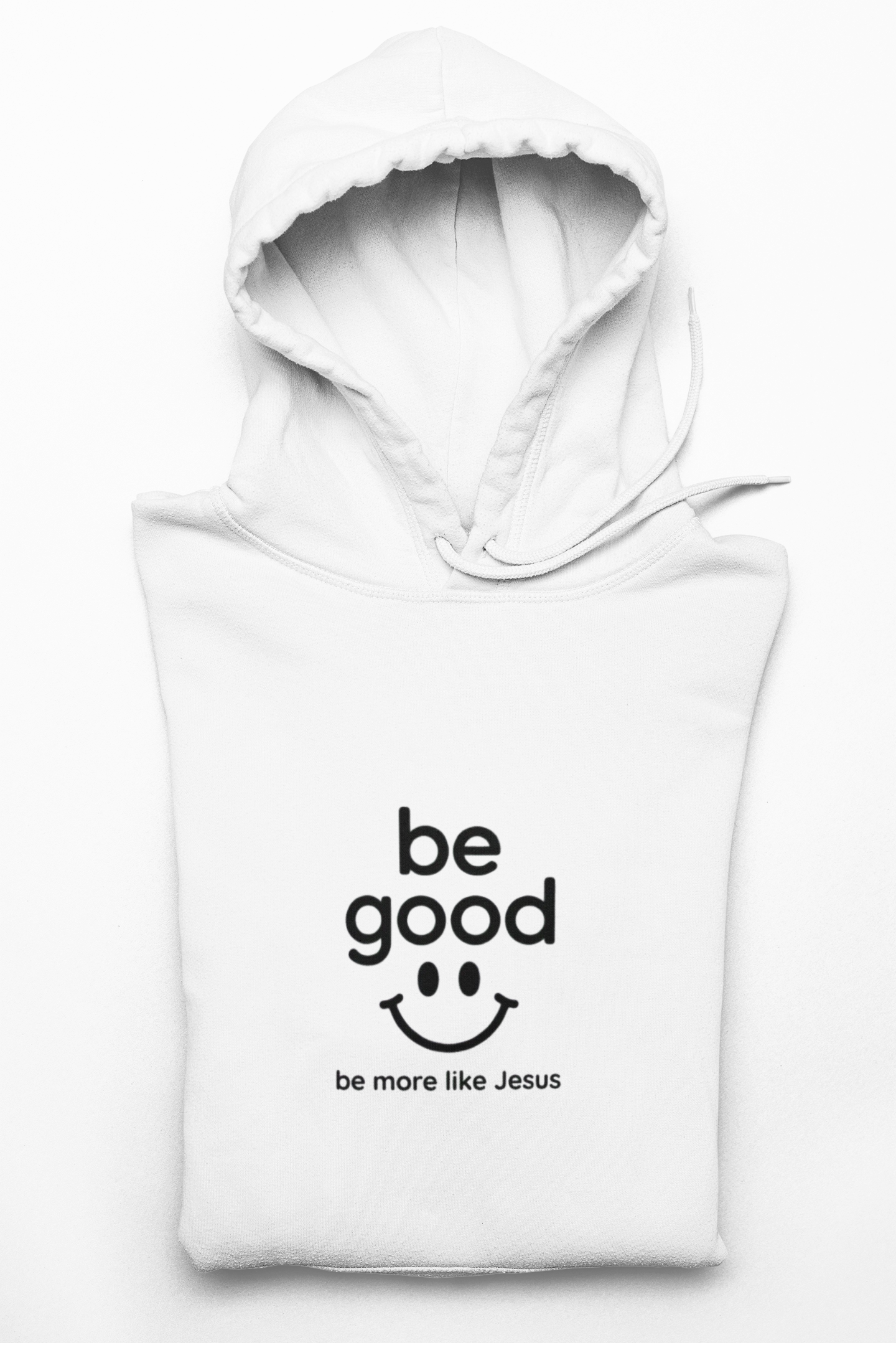 Hoodie — "Be Good" Minimalist Smiley Graphic Pullover