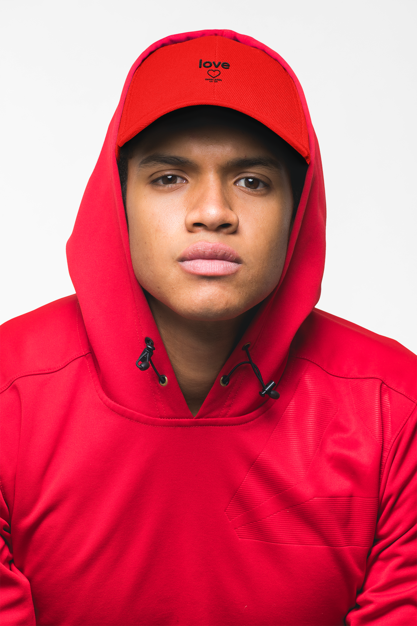 Love Heart Embroidered Baseball Cap — Minimalist Red Low-Profile Hat