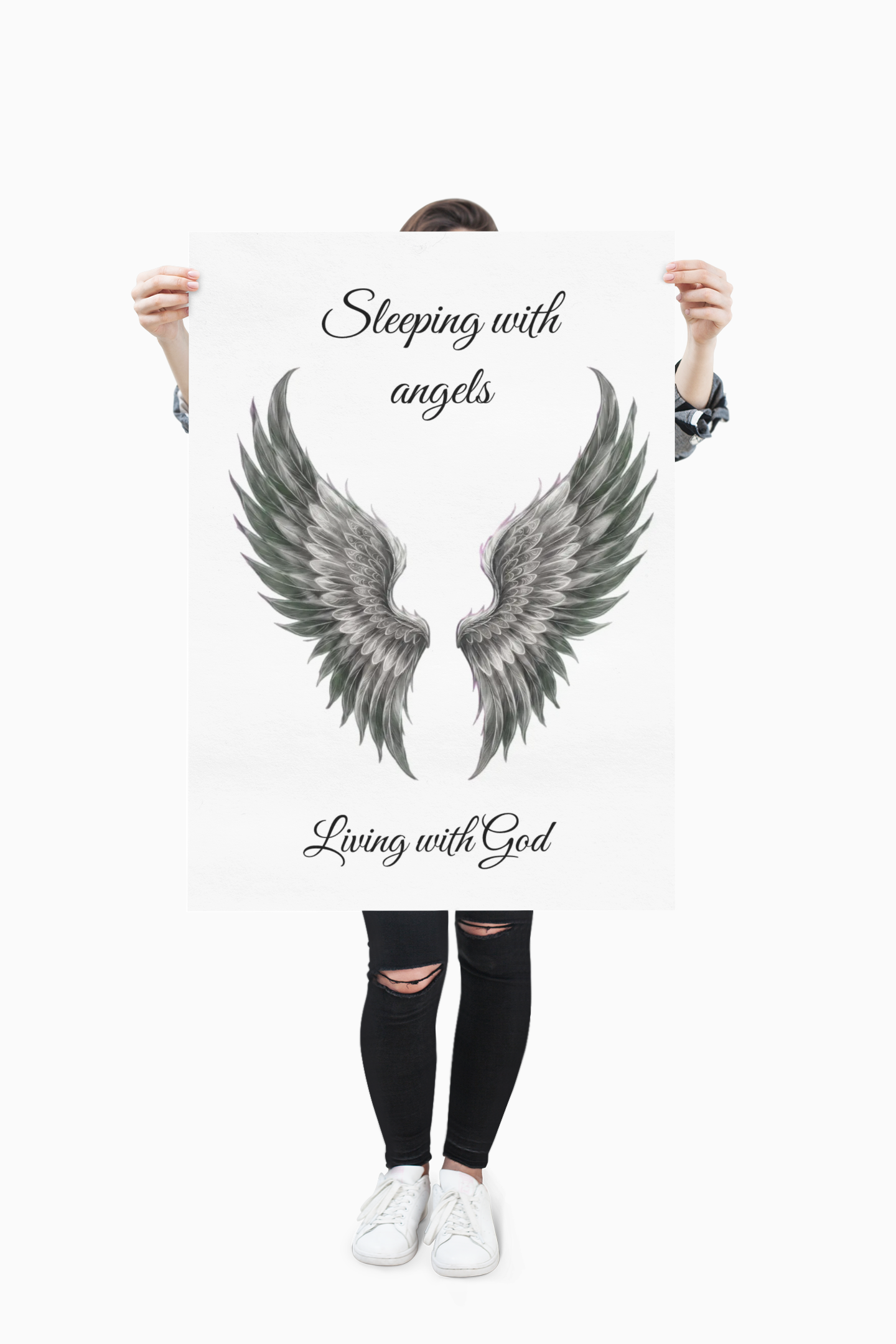 Sleeping with Angels Matte Poster — Dramatic Angel Wings Wall Art