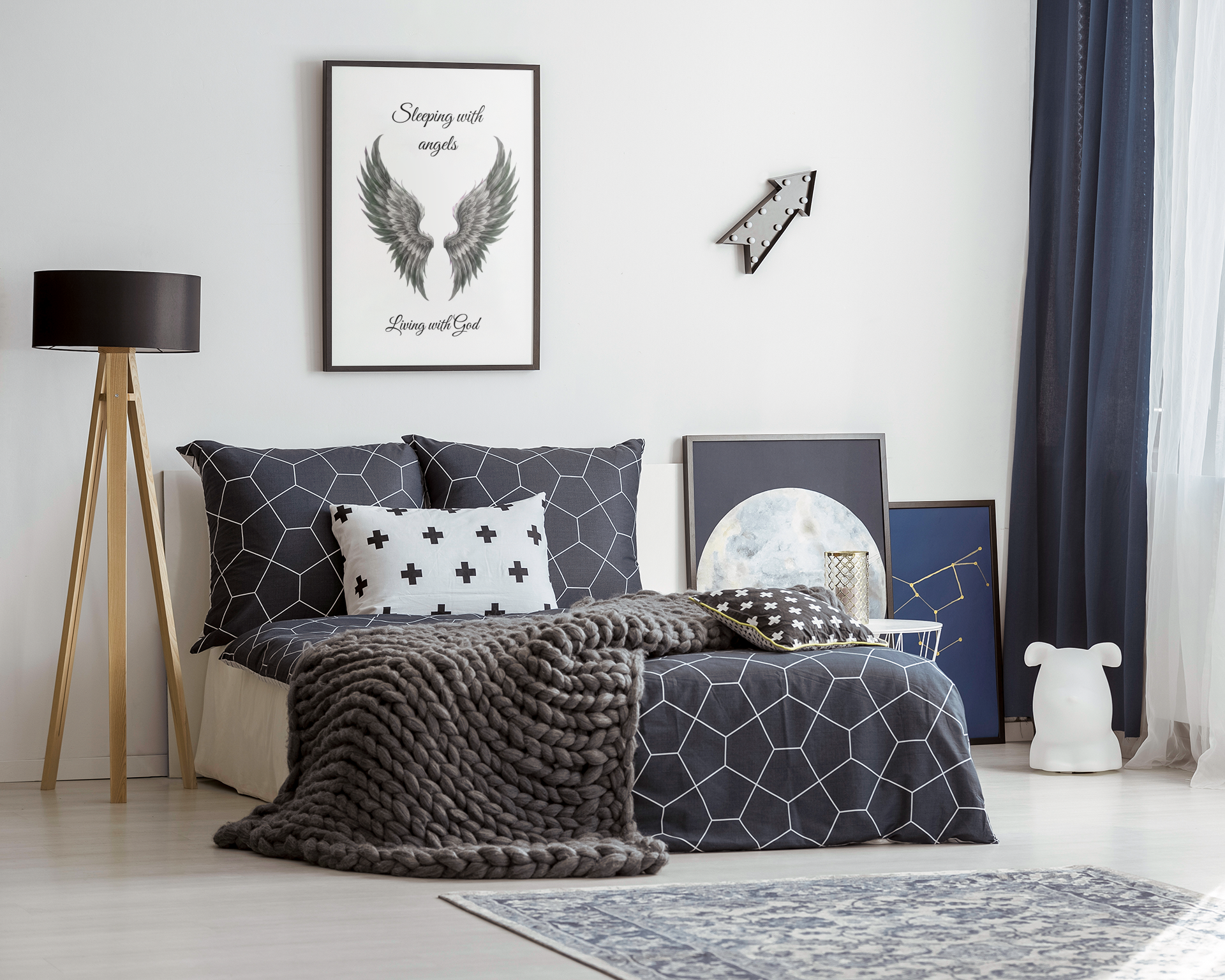 Sleeping with Angels Matte Poster — Dramatic Angel Wings Wall Art