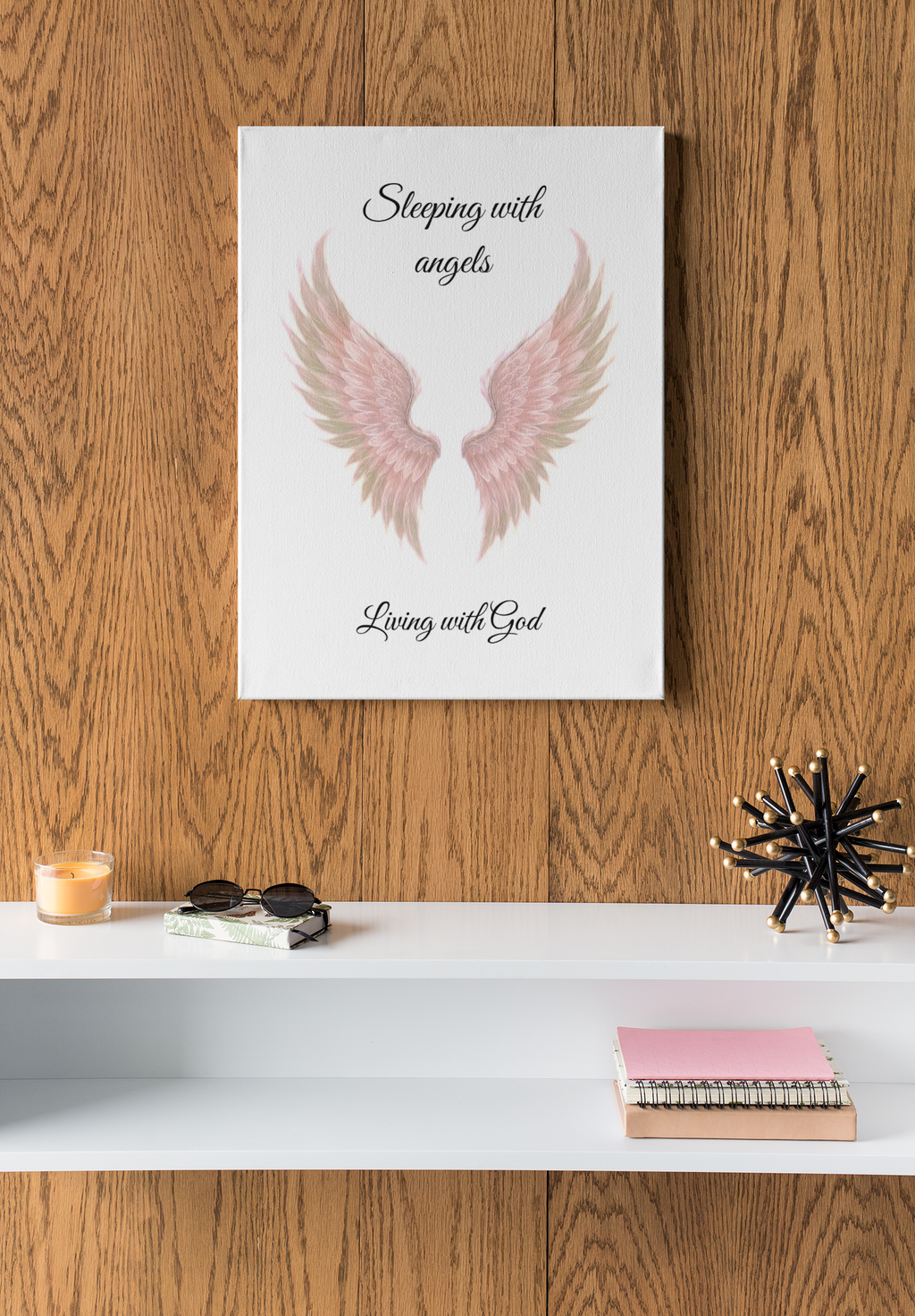 Sleeping with Angels Matte Poster — Dramatic Pink Angel Wings Wall Art