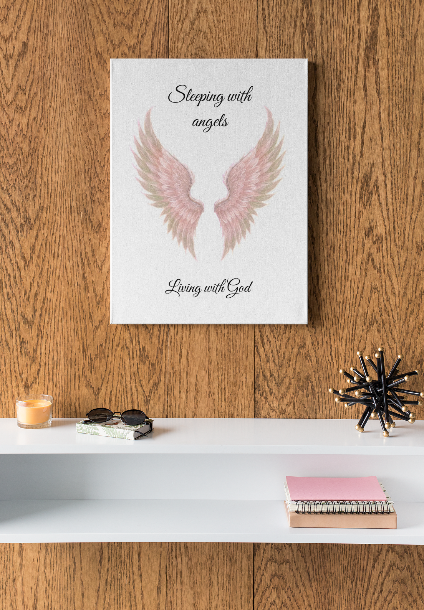 Sleeping with Angels Matte Poster — Dramatic Pink Angel Wings Wall Art