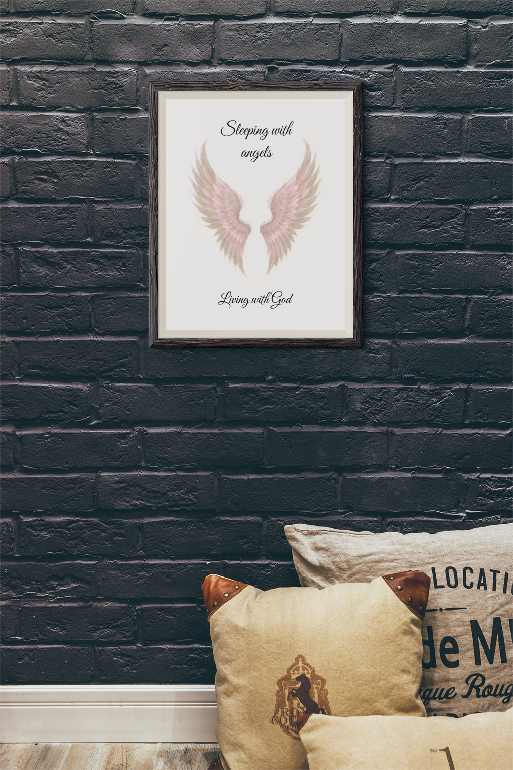 Sleeping with Angels Matte Poster — Dramatic Pink Angel Wings Wall Art