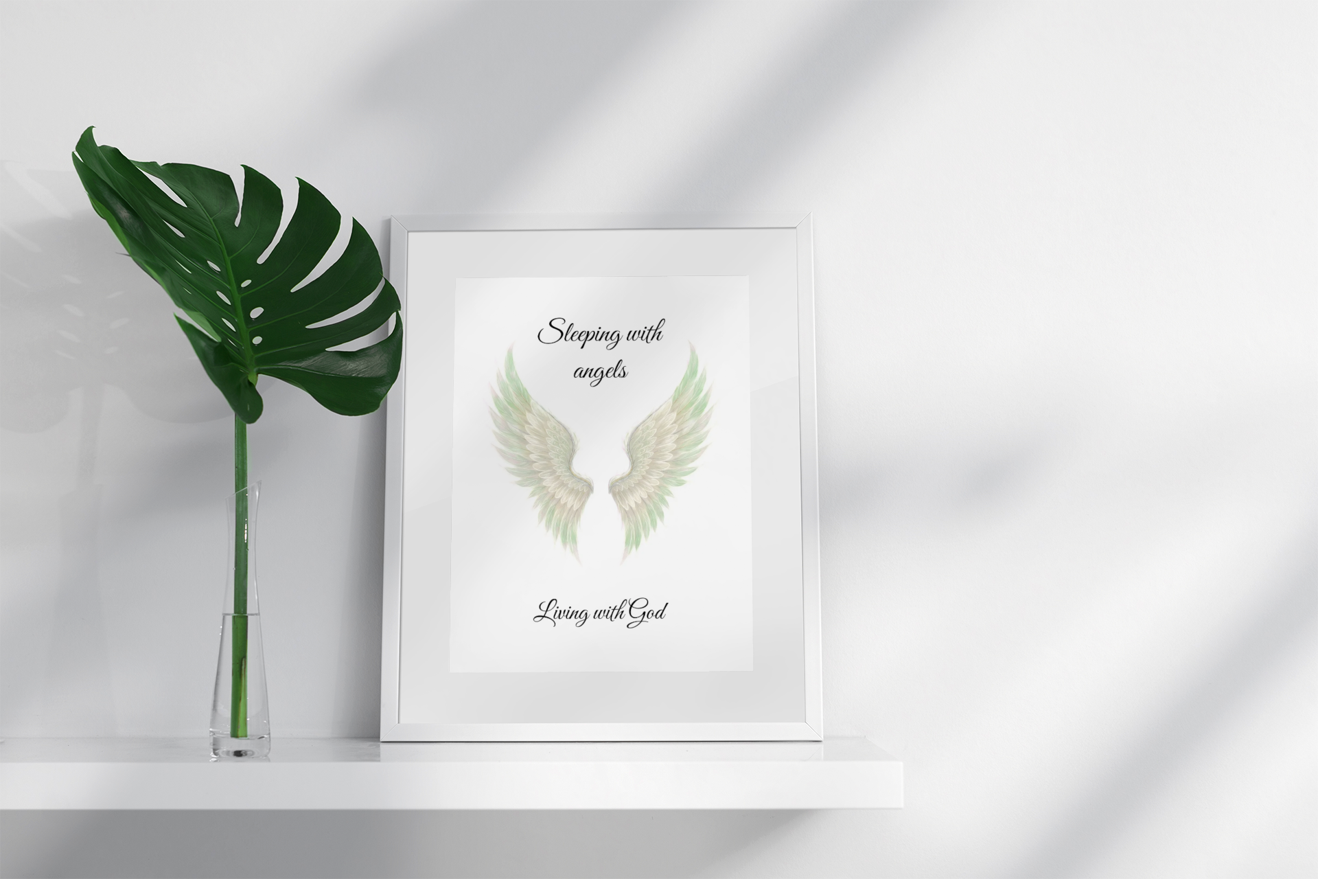 Sleeping with Angels Matte Poster — Dramatic Green Angel Wings Wall Art
