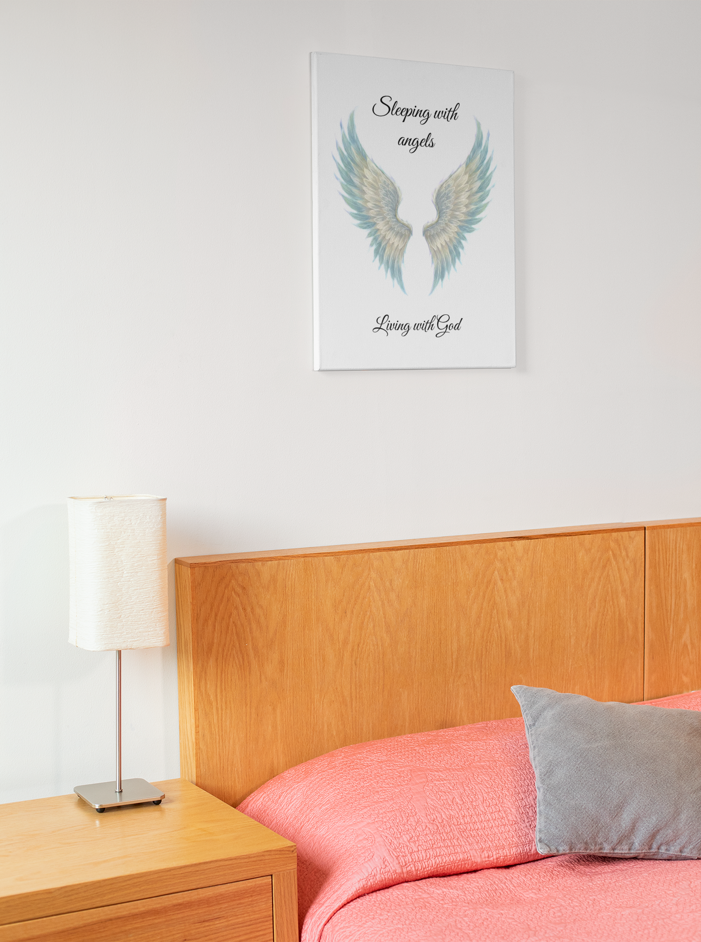 Sleeping with Angels Matte Poster — Dramatic Blue Angel Wings Wall Art