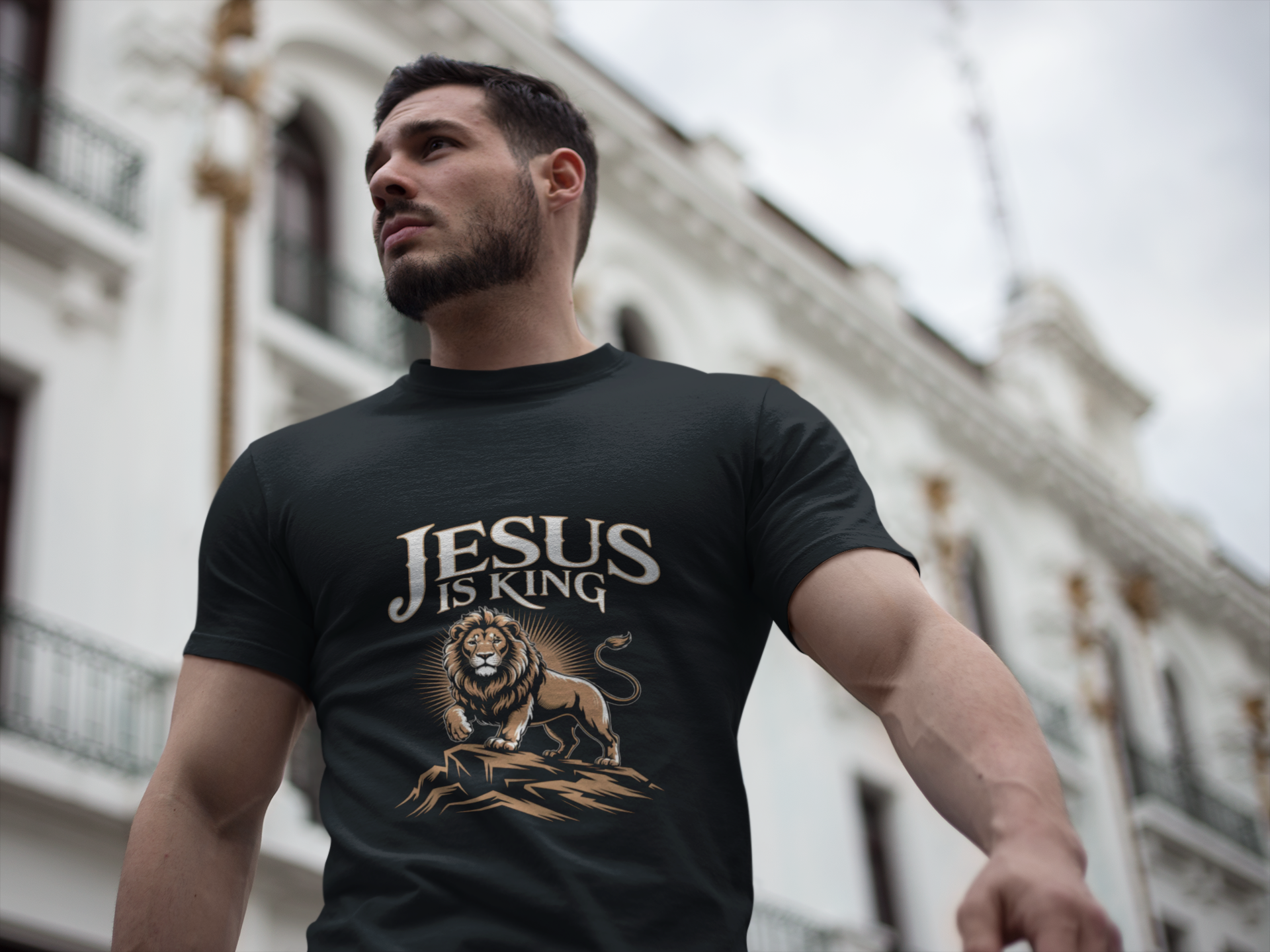 Jesus Lion Graphic T-Shirt — Faith-Based Christian Tee