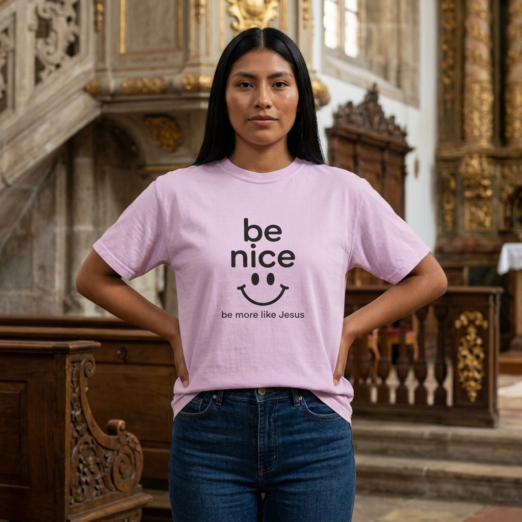 Be Nice Smiley T-Shirt — "be more like Jesus" Christian Tee