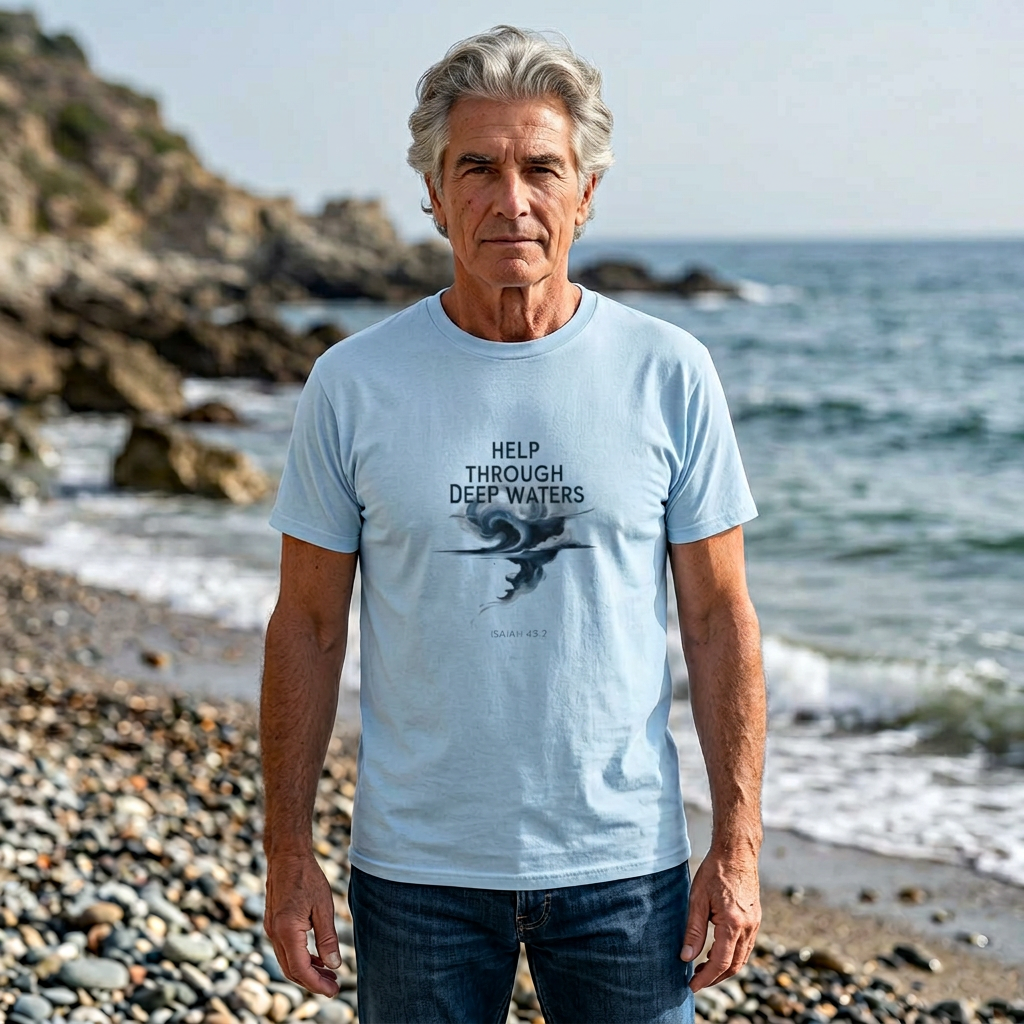 Help Through Deep Waters Christian T-Shirt — Minimal Wave Design