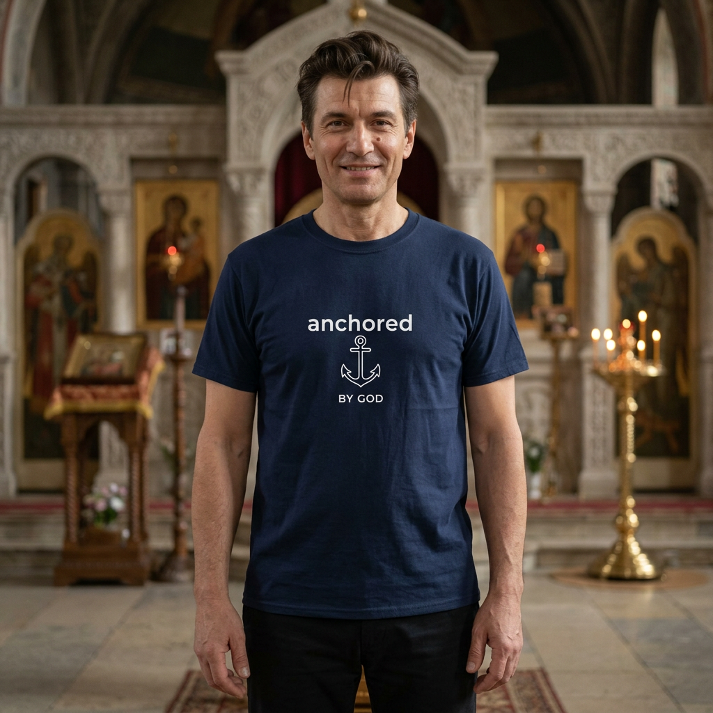 Anchored by God Christian T-Shirt — Inspirational Faith Tee