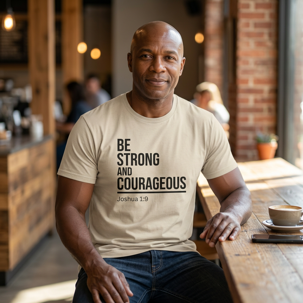 Be Strong and Courageous – Joshua 1:9 Christian T-Shirt