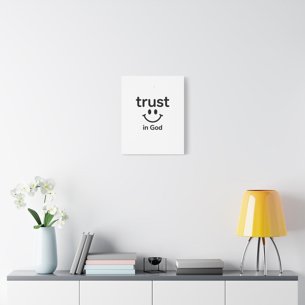 Trust in God Canvas Wall Art — Minimal Heart Quote Stretched Matte Canvas