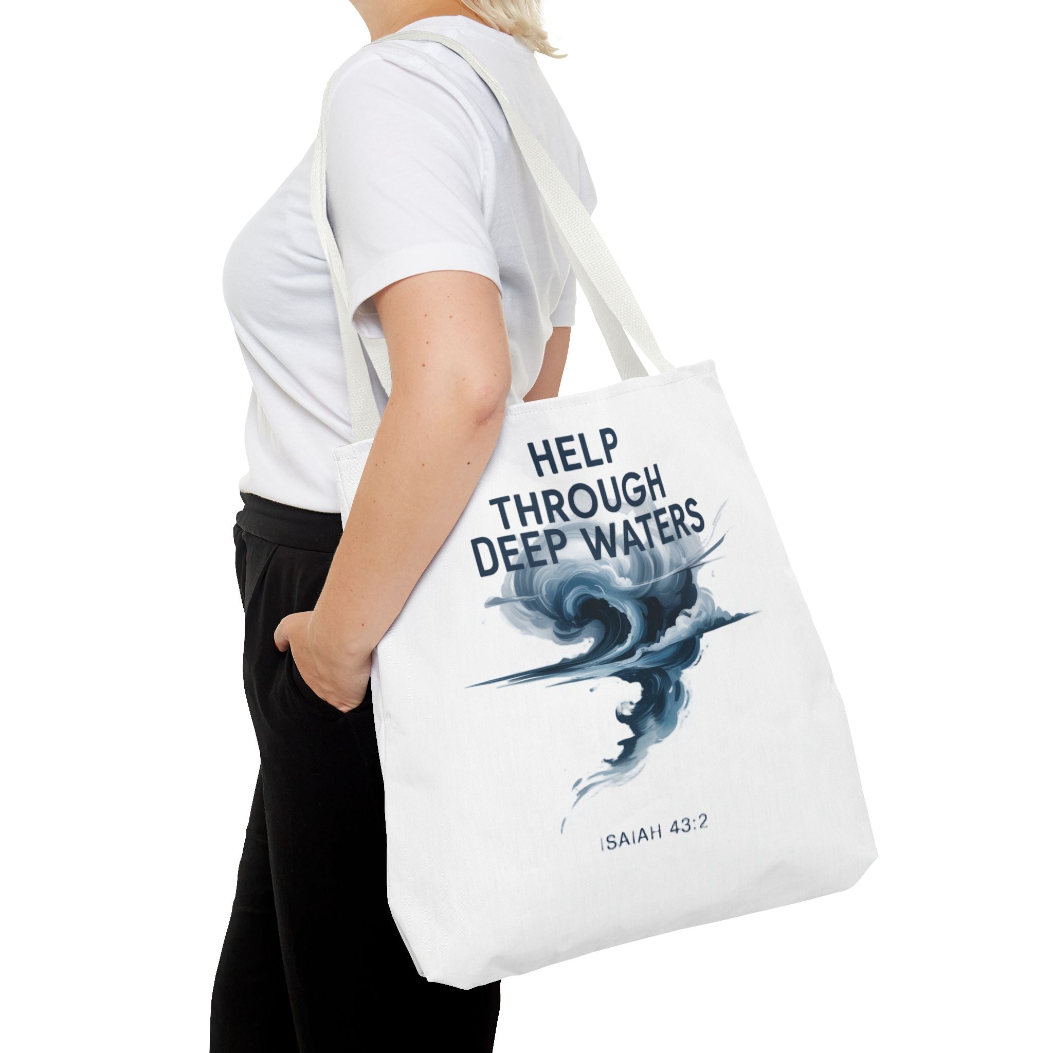Tote — "Help Through Deep Waters" Inspirational Scripture Tote Bag (Isaiah 43:2)