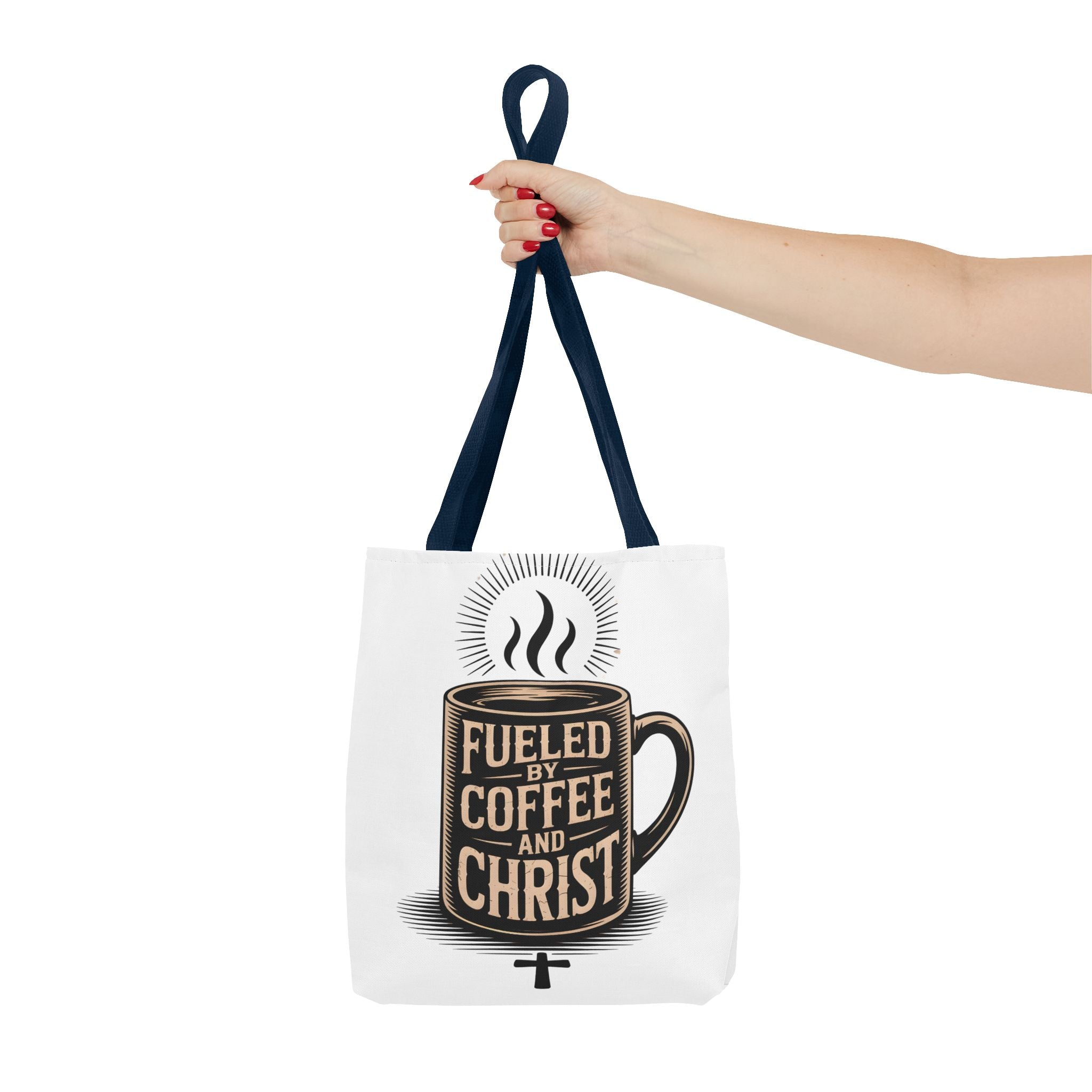 Christian Coffee Tote Bag - "Fueled by Coffee and Christ" Canvas Grocery & Church Bag