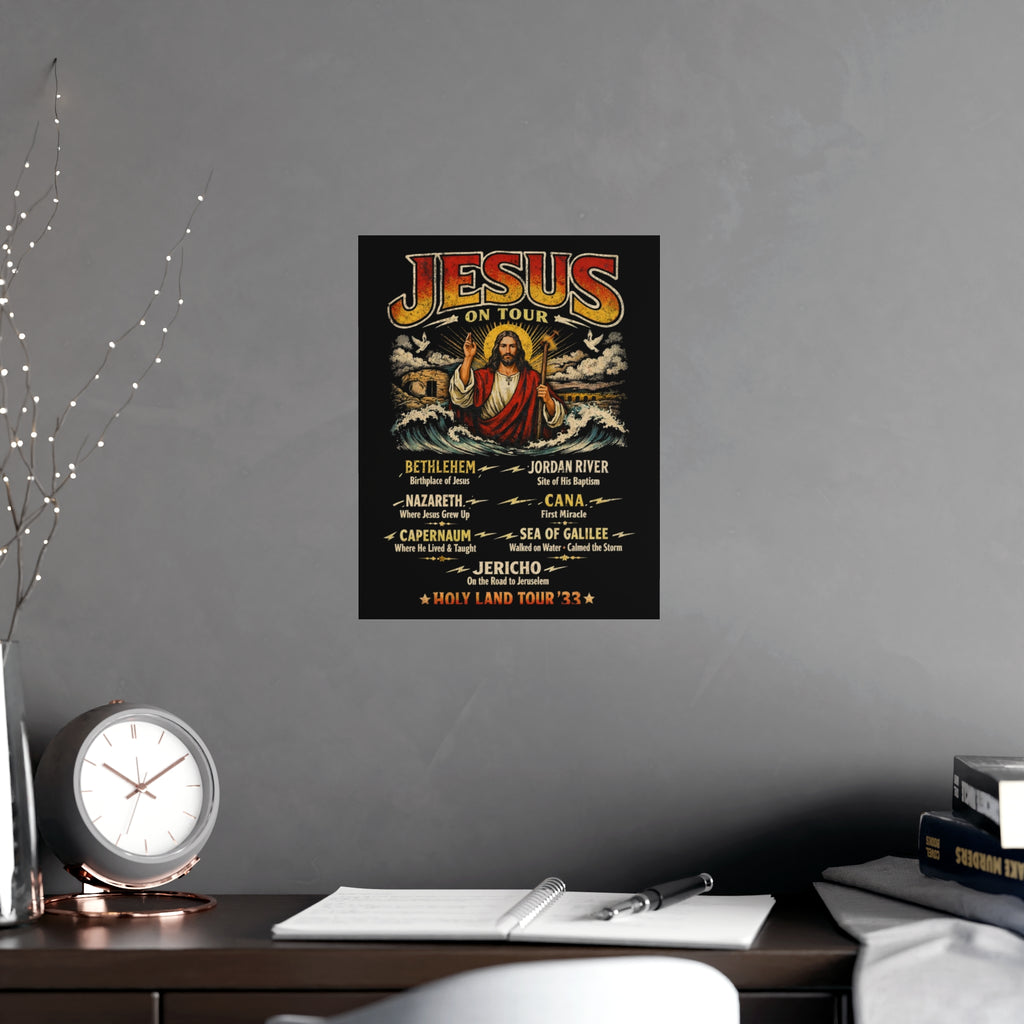 Jesus on Tour Matte Poster — Christian Map Tour Art (Places Jesus Visited)