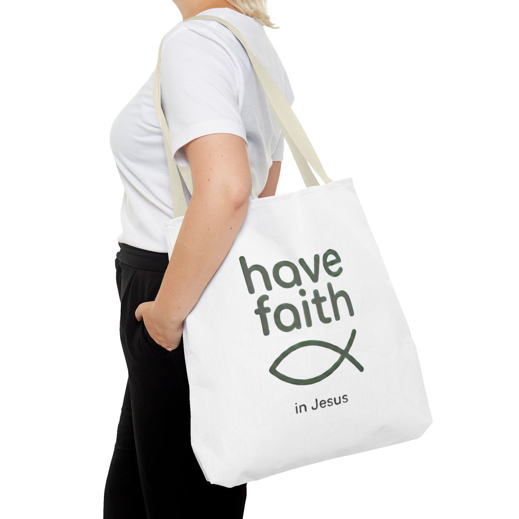Have Faith in Jesus Tote Bag — Christian Fish Symbol Canvas Tote