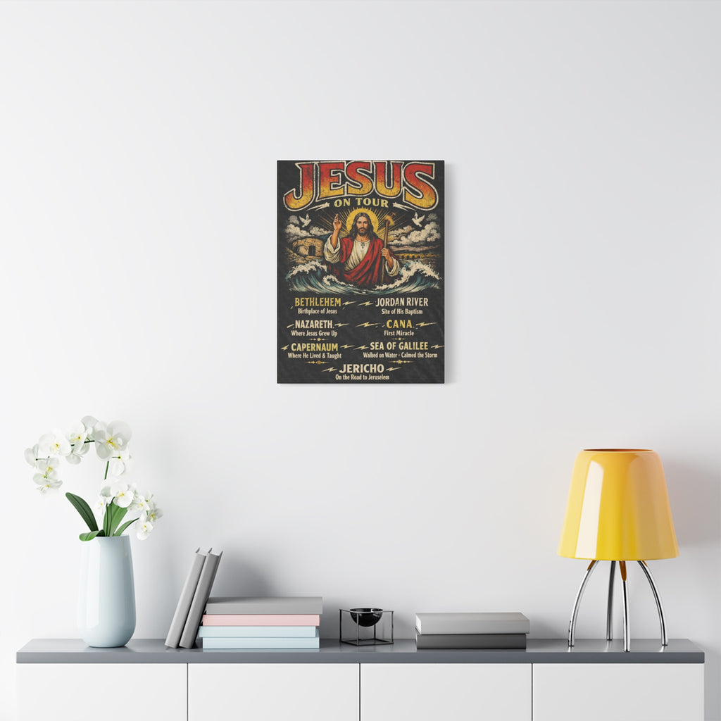 Jesus on tour Christian Canvas Wall Art — Minimal Heart Quote Stretched Matte Canvas