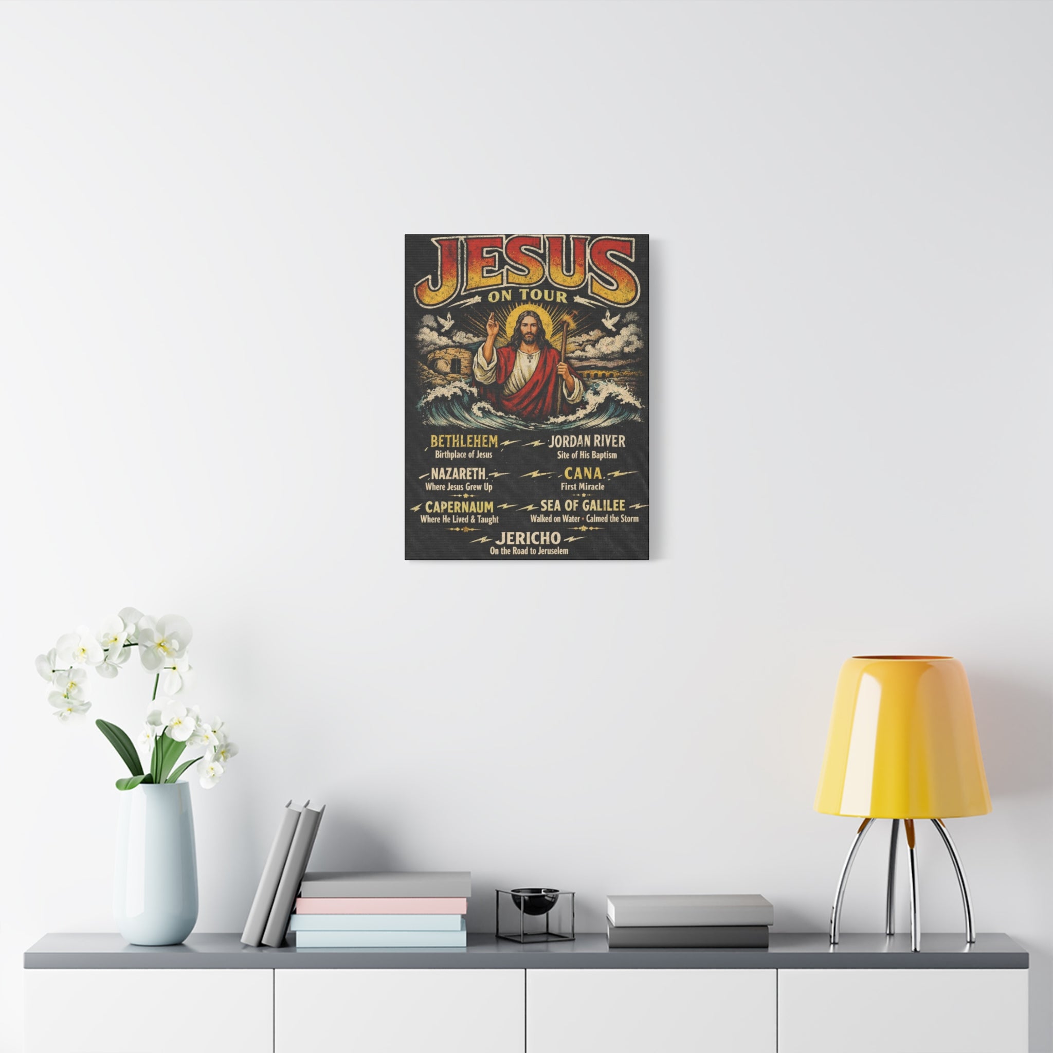 Jesus on tour Christian Canvas Wall Art — Minimal Heart Quote Stretched Matte Canvas