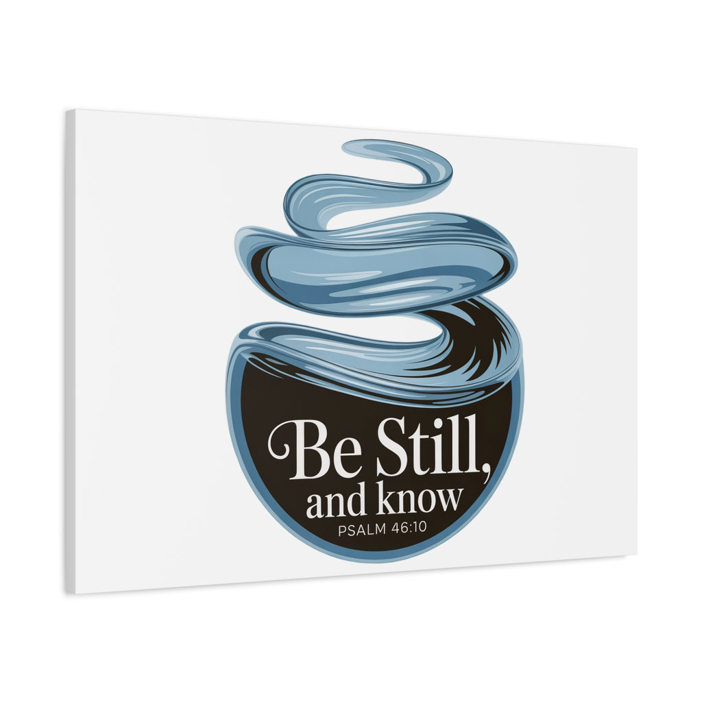 Be Still & Know Canvas Wall Art — Minimal Heart Quote Stretched Matte Canvas