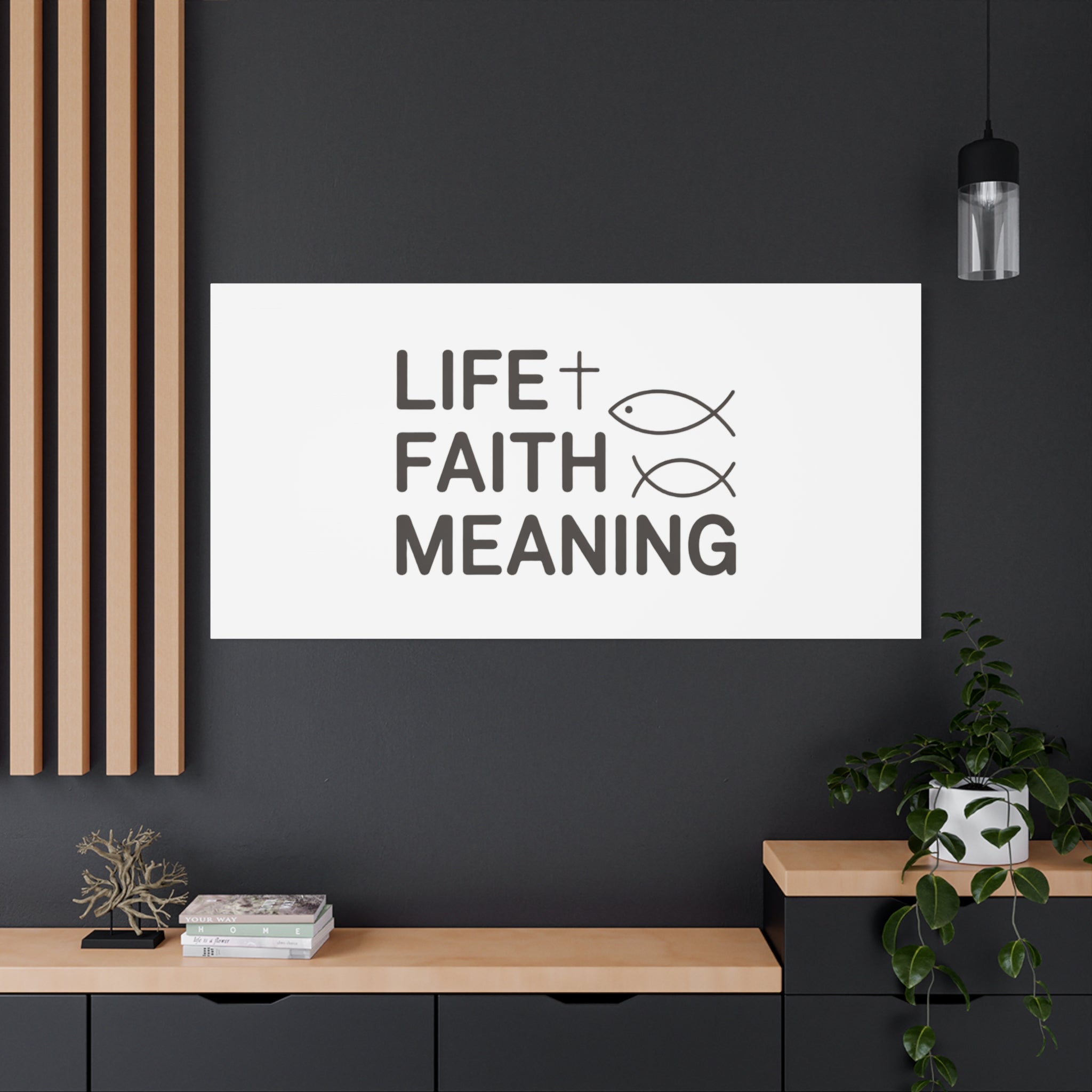 Faith Wall Canvas - "Life + Faith = Meaning" Minimal Christian Art