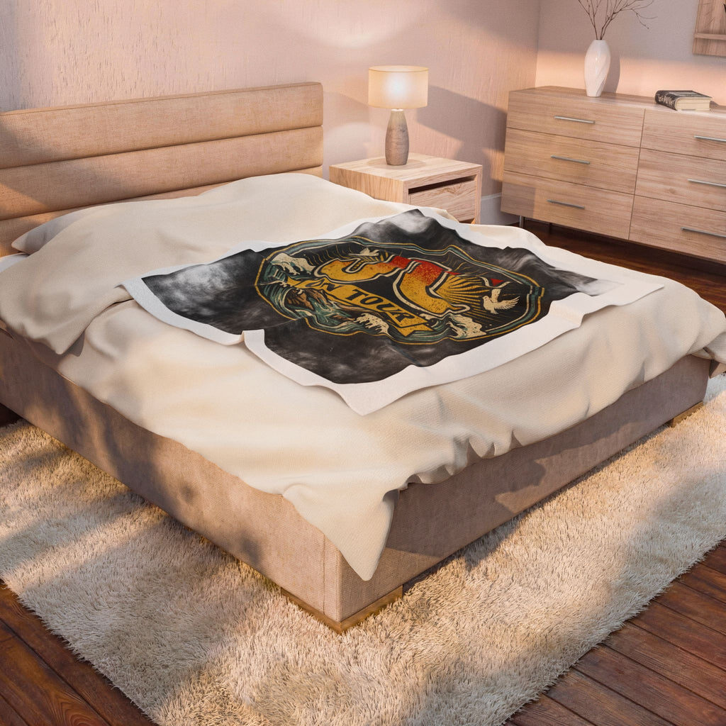 Velveteen Plush Blanket — "JC On Tour" Vintage Tour Logo Throw