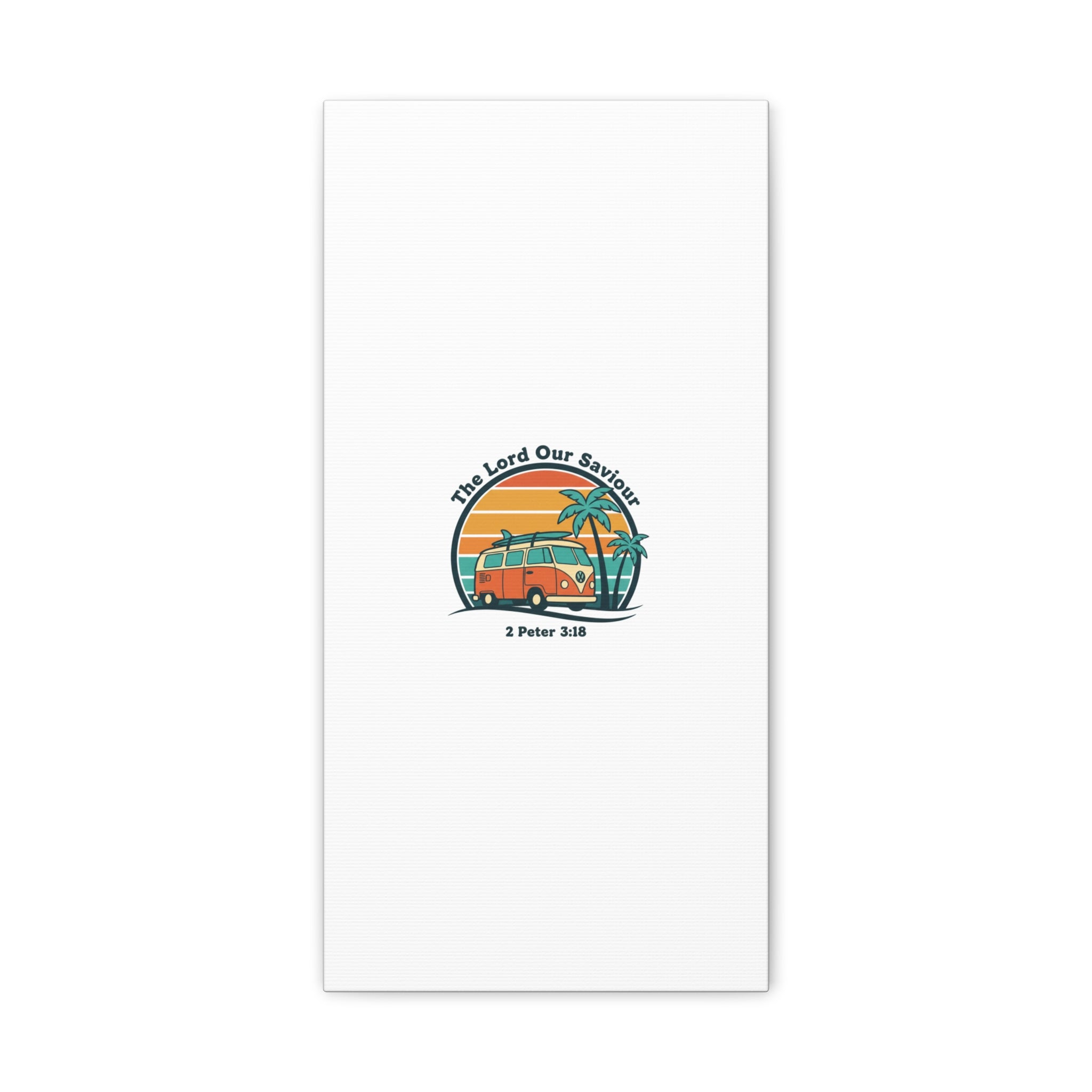 The Lord our Saviour, Retro Surf Sunset Canvas | 70s Van Palm Postcard, Analog Sunshine Aesthetic