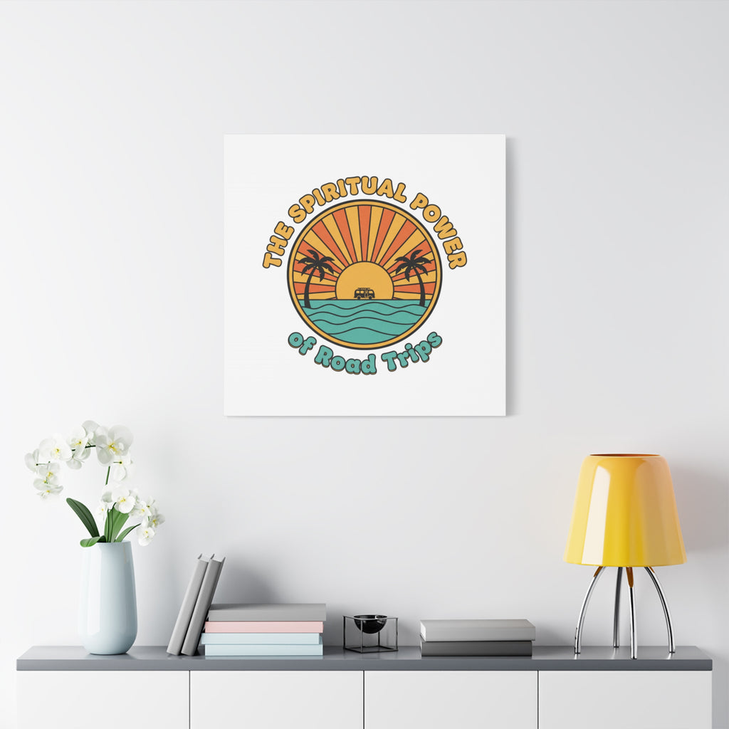 Spiritual Road Trips Canvas | 1970s Sunset Retro Palm Poster