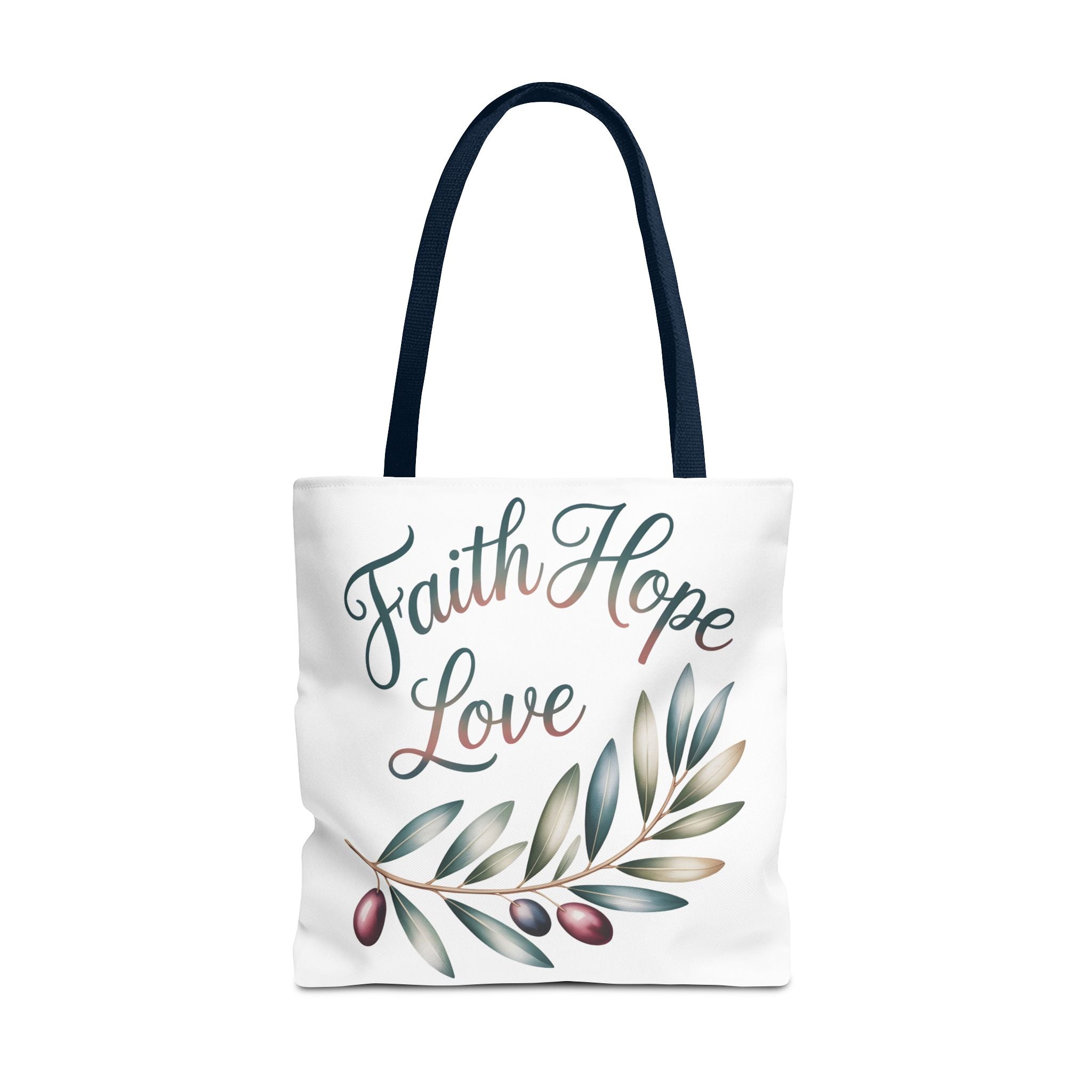 Faith Hope Love Floral Tote Bag — Inspirational Scripture Quote Canvas Carryall
