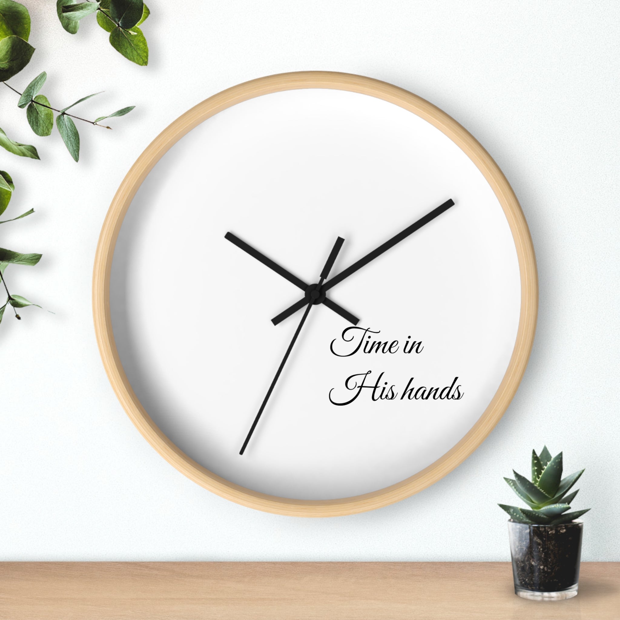 “Time in His hands” Wall Clock — Minimalist Bible Scripture Clock