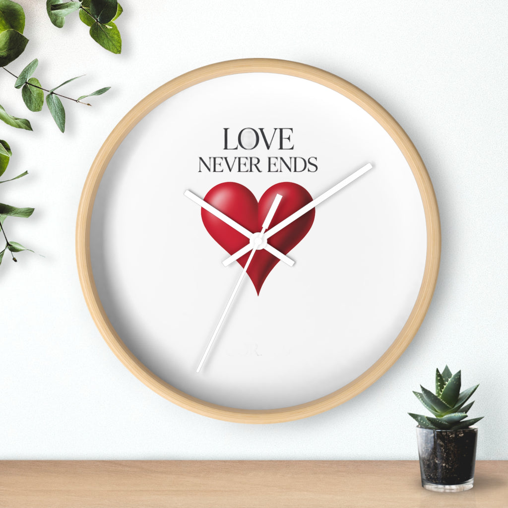 Wall Clock — "Love Never Ends" Heart Decorative Wall Clock | Romantic Home Decor, Valentine’s Day Gift