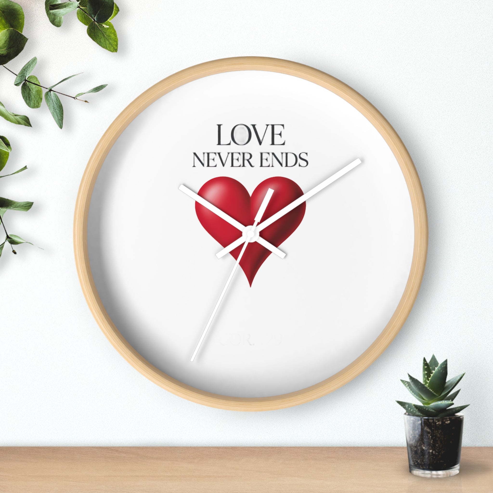 Wall Clock — "Love Never Ends" Heart Decorative Wall Clock | Romantic Home Decor, Valentine’s Day Gift
