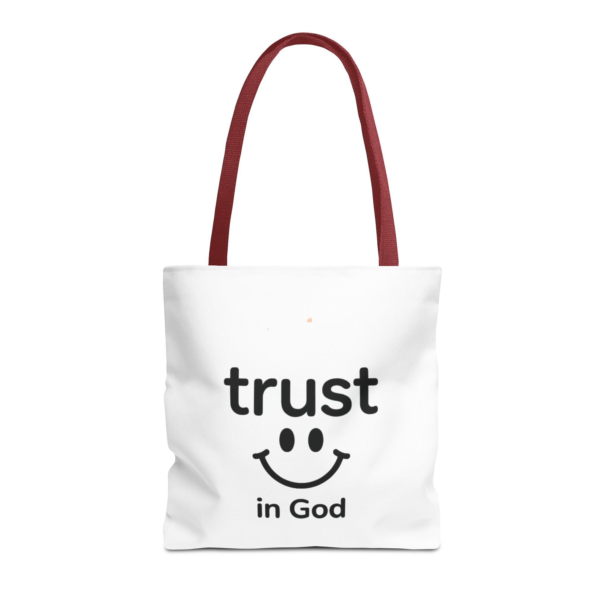 Faith Smile Tote Bag — "Trust in God" Inspirational Canvas Tote