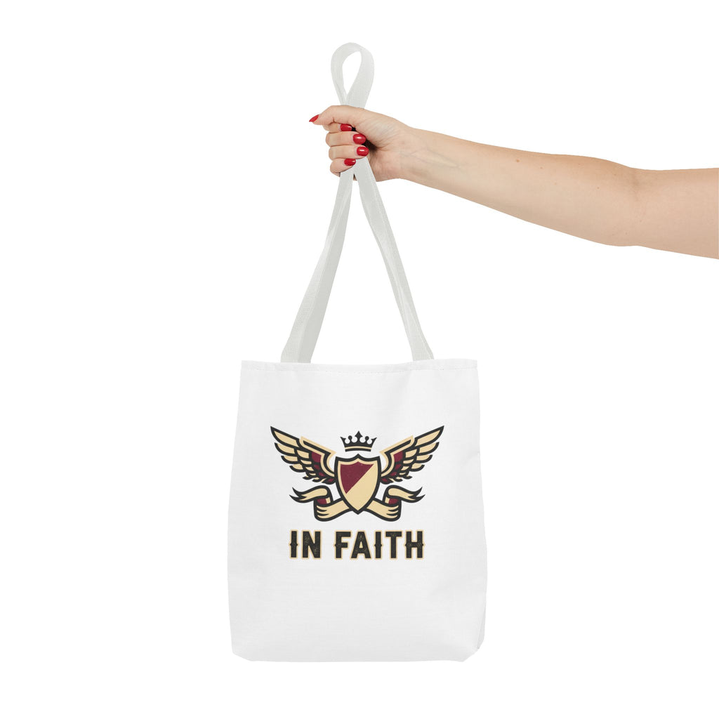 Faith Crest Tote Bag — "In Faith" Winged Shield Everyday Carry