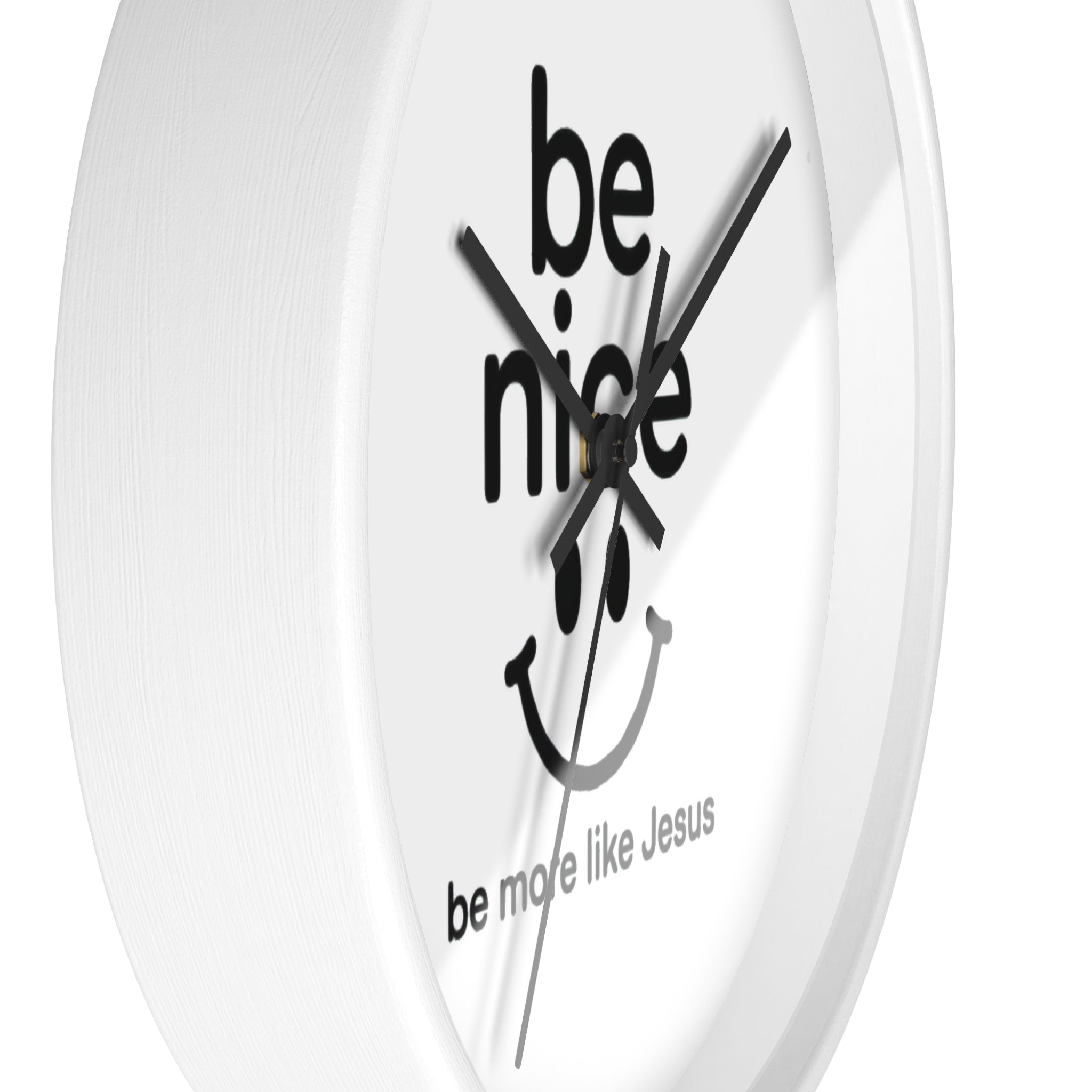 Wall Clock — “Be Nice” Christian Smiley Inspirational Wall Clock (Be More Like Jesus)