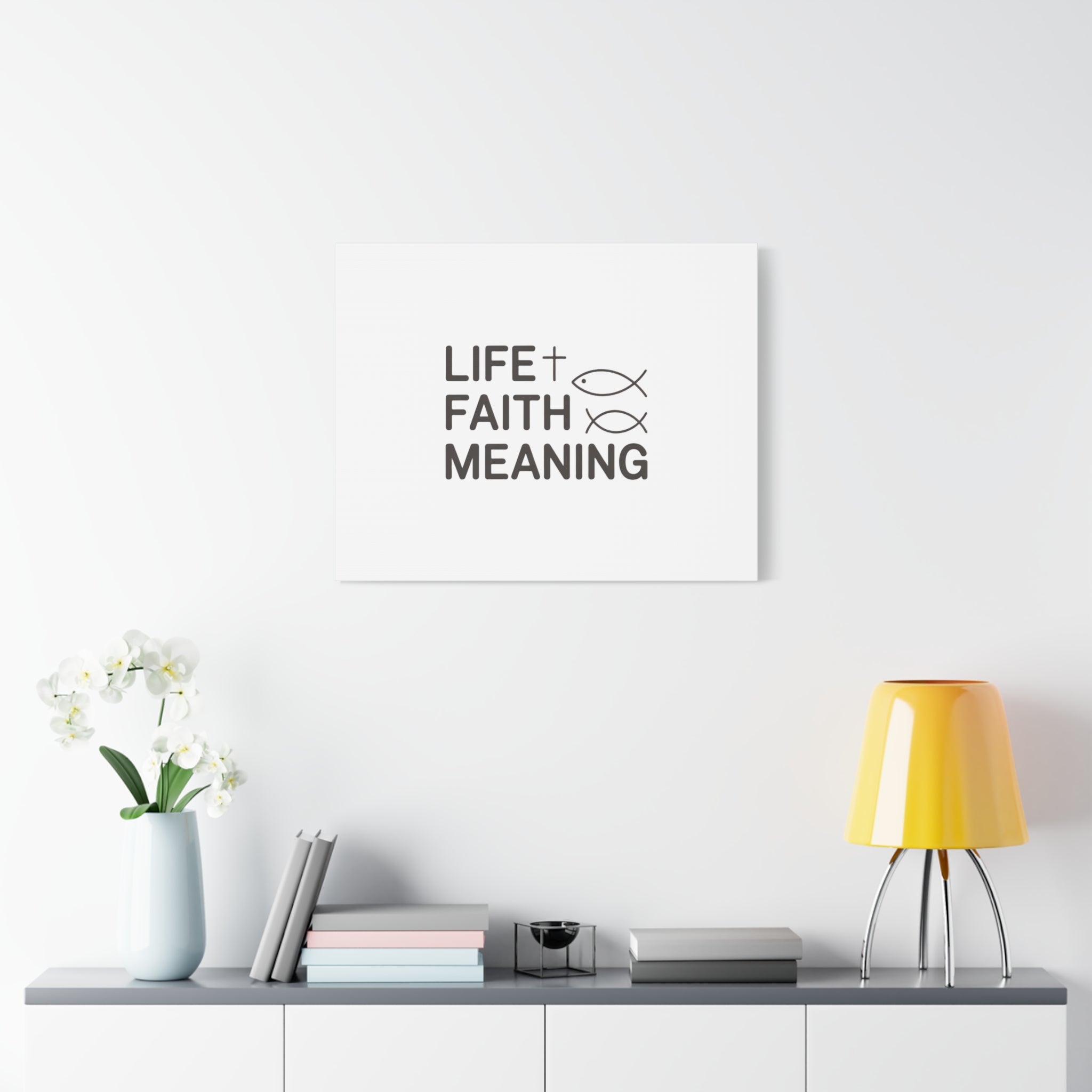 Faith Wall Canvas - "Life + Faith = Meaning" Minimal Christian Art