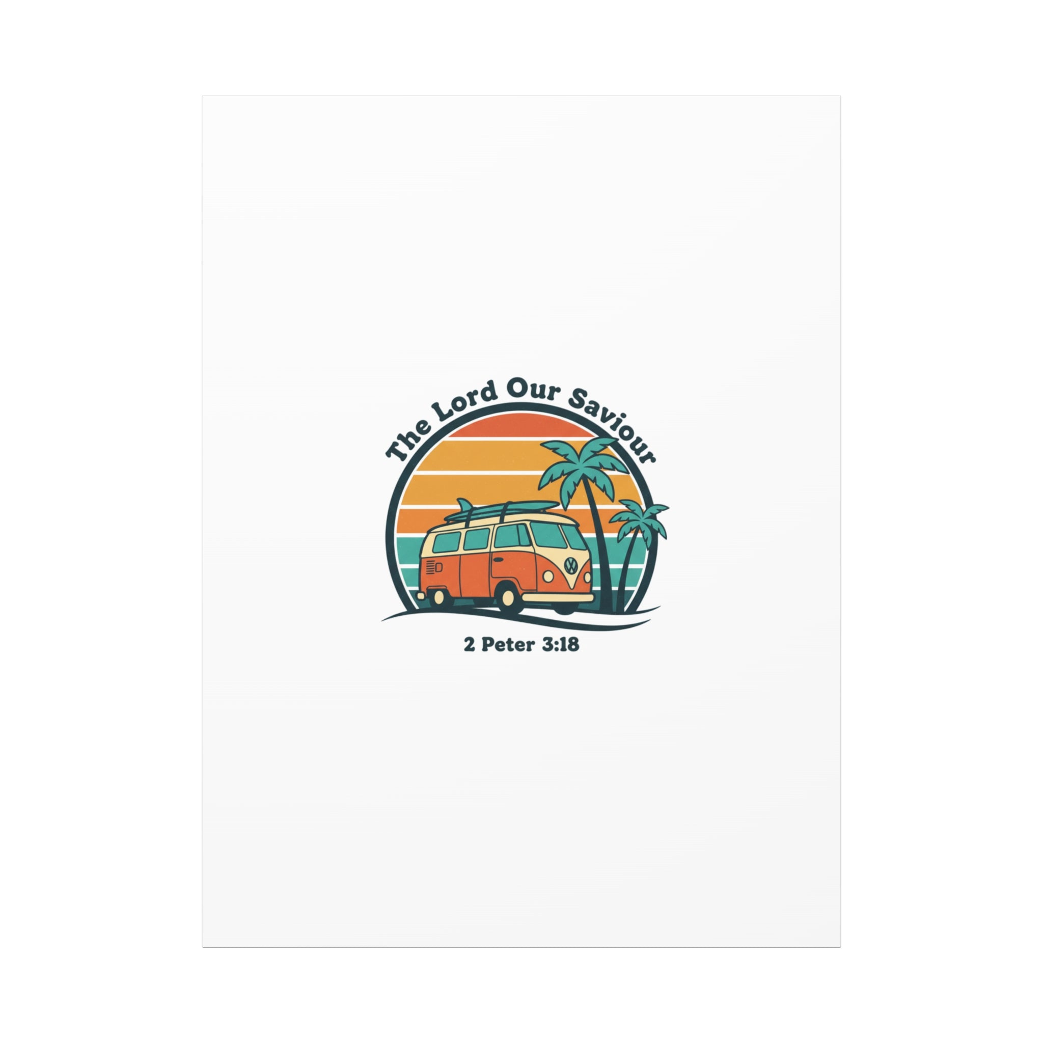 The Lord our Saviour, Retro Surf Sunset Canvas | 70s Van Palm Postcard, Analog Sunshine Aesthetic