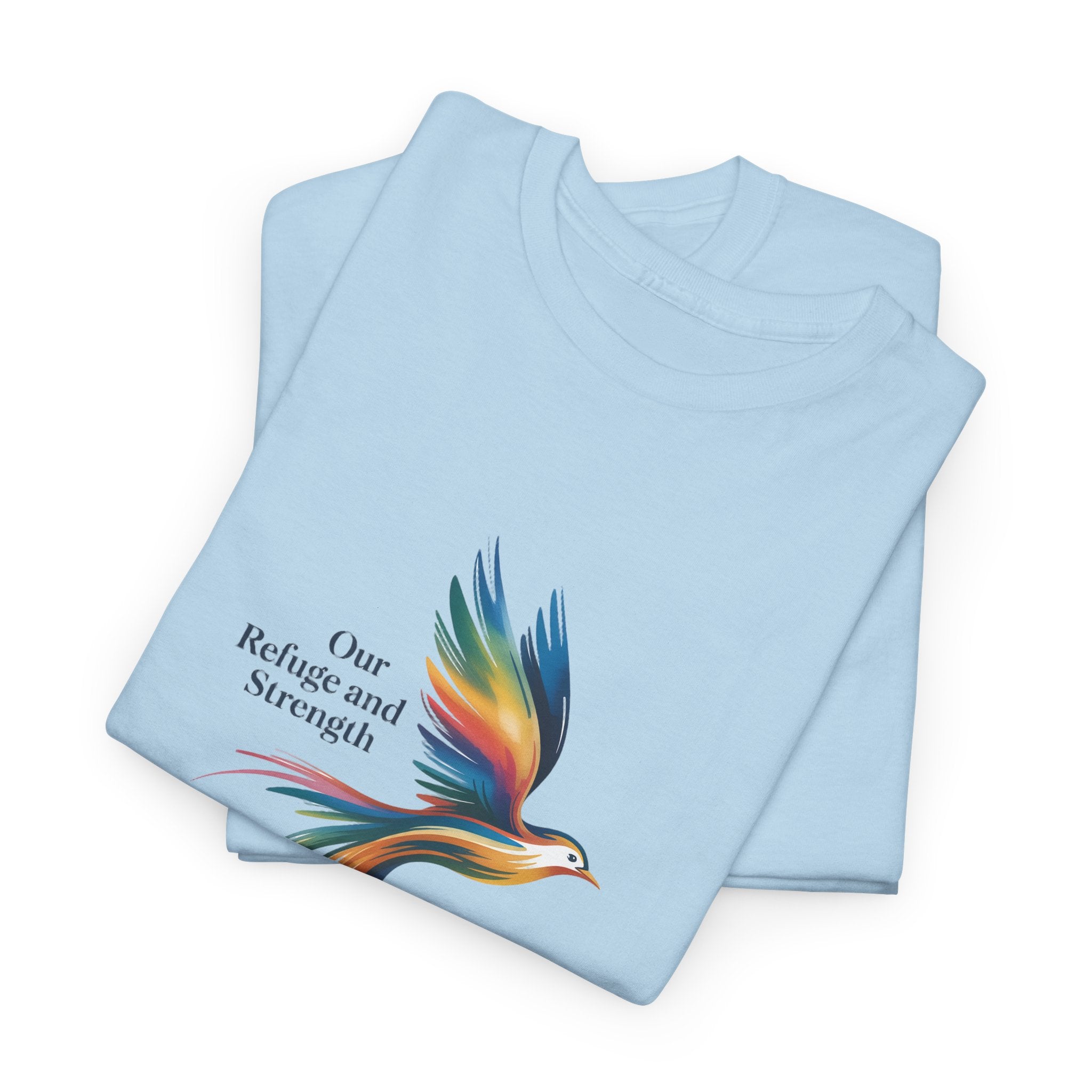 Psalm Bird Tee — "Our Refuge and Our Strength" Christian T-Shirt