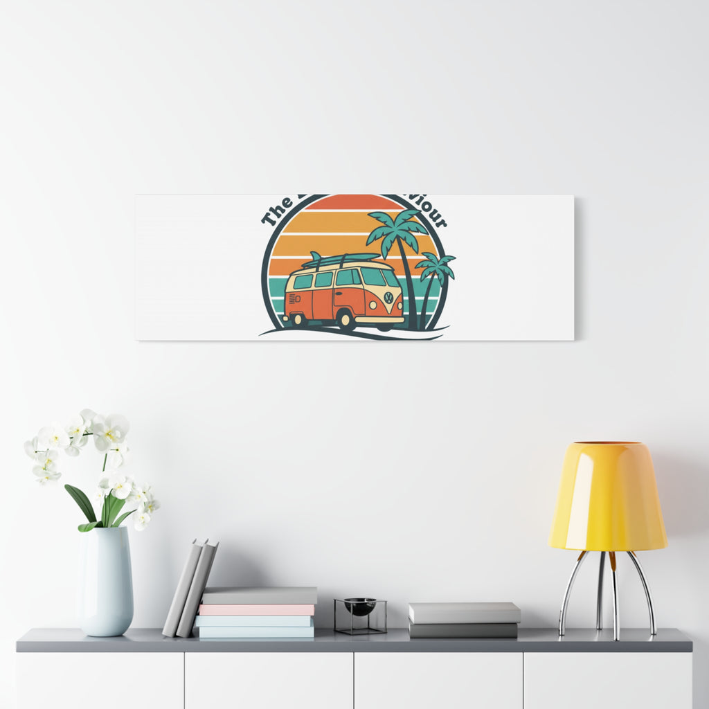 The Lord our Saviour, Retro Surf Sunset Canvas | 70s Van Palm Postcard, Analog Sunshine Aesthetic