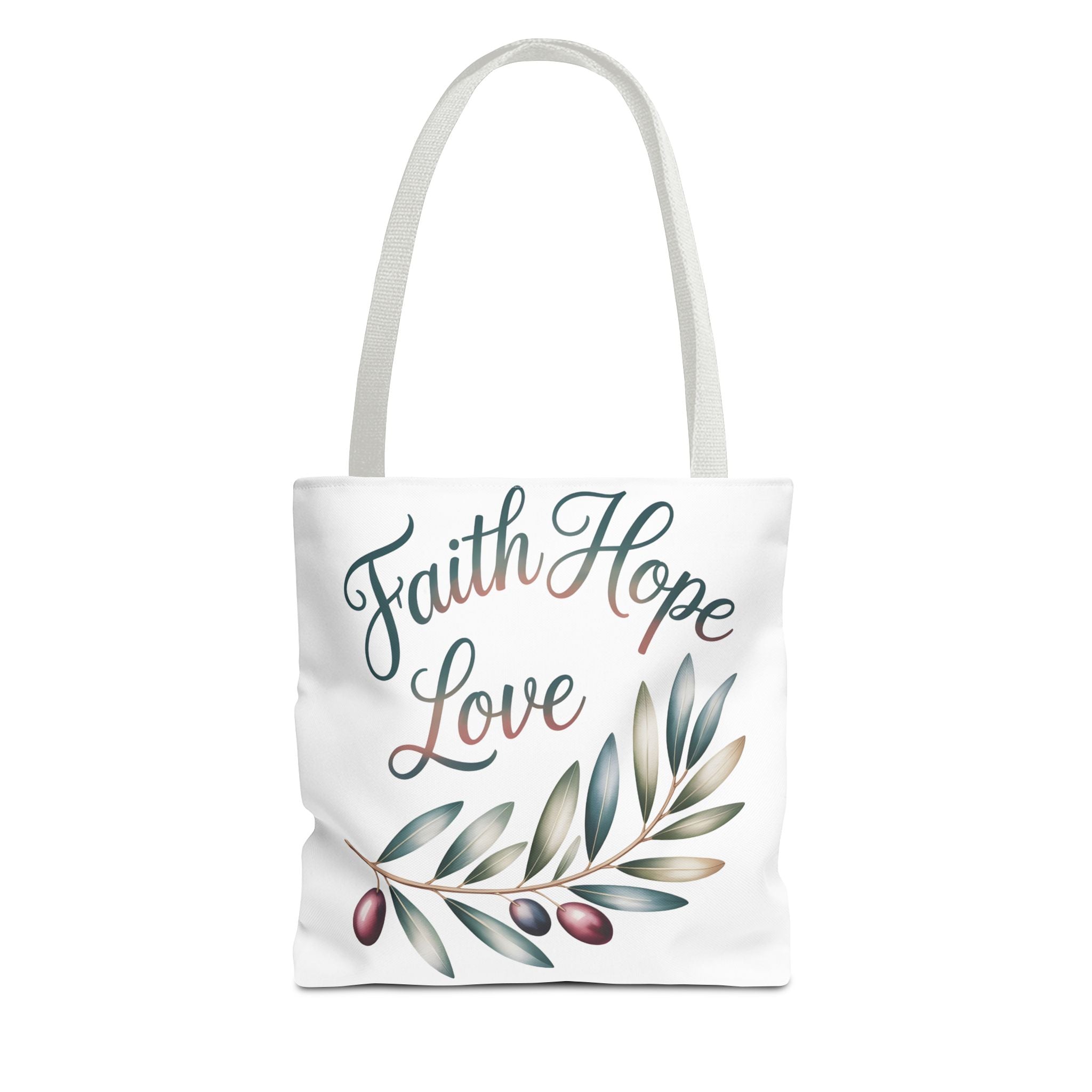 Faith Hope Love Floral Tote Bag — Inspirational Scripture Quote Canvas Carryall