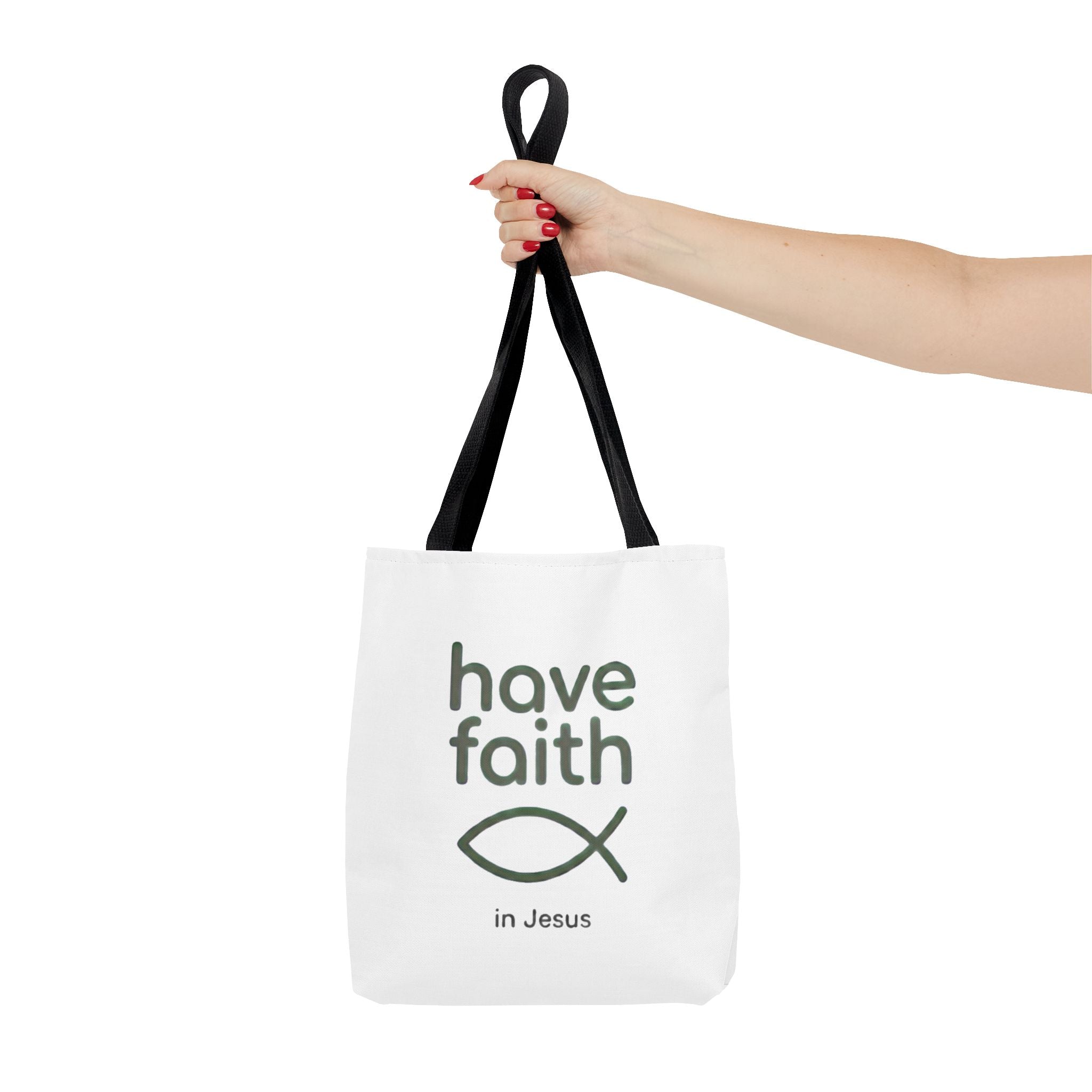 Have Faith in Jesus Tote Bag — Christian Fish Symbol Canvas Tote