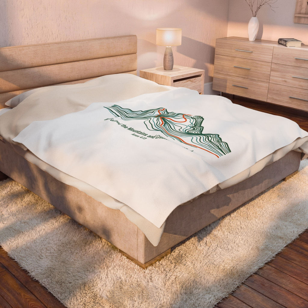 He Formed the Mountains Contour Design Blanket | topographic map print, contour line