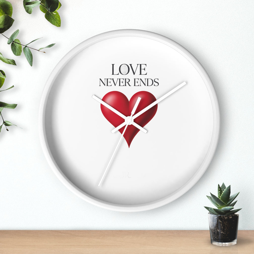 Wall Clock — "Love Never Ends" Heart Decorative Wall Clock | Romantic Home Decor, Valentine’s Day Gift