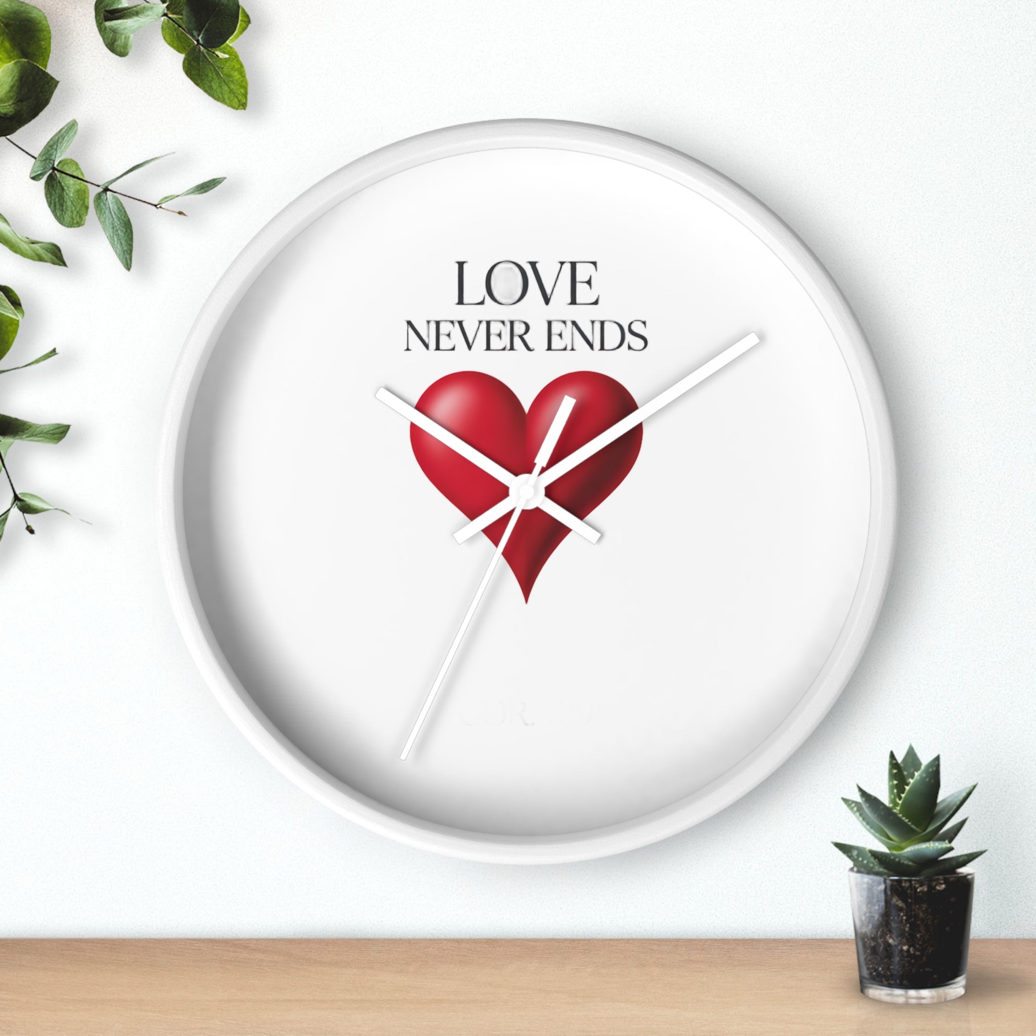 Wall Clock — "Love Never Ends" Heart Decorative Wall Clock | Romantic Home Decor, Valentine’s Day Gift