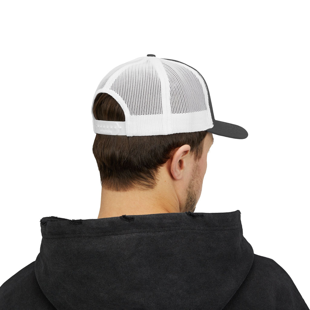 Be Nice Smiley Snapback Trucker Cap — Positive Message Mesh Hat