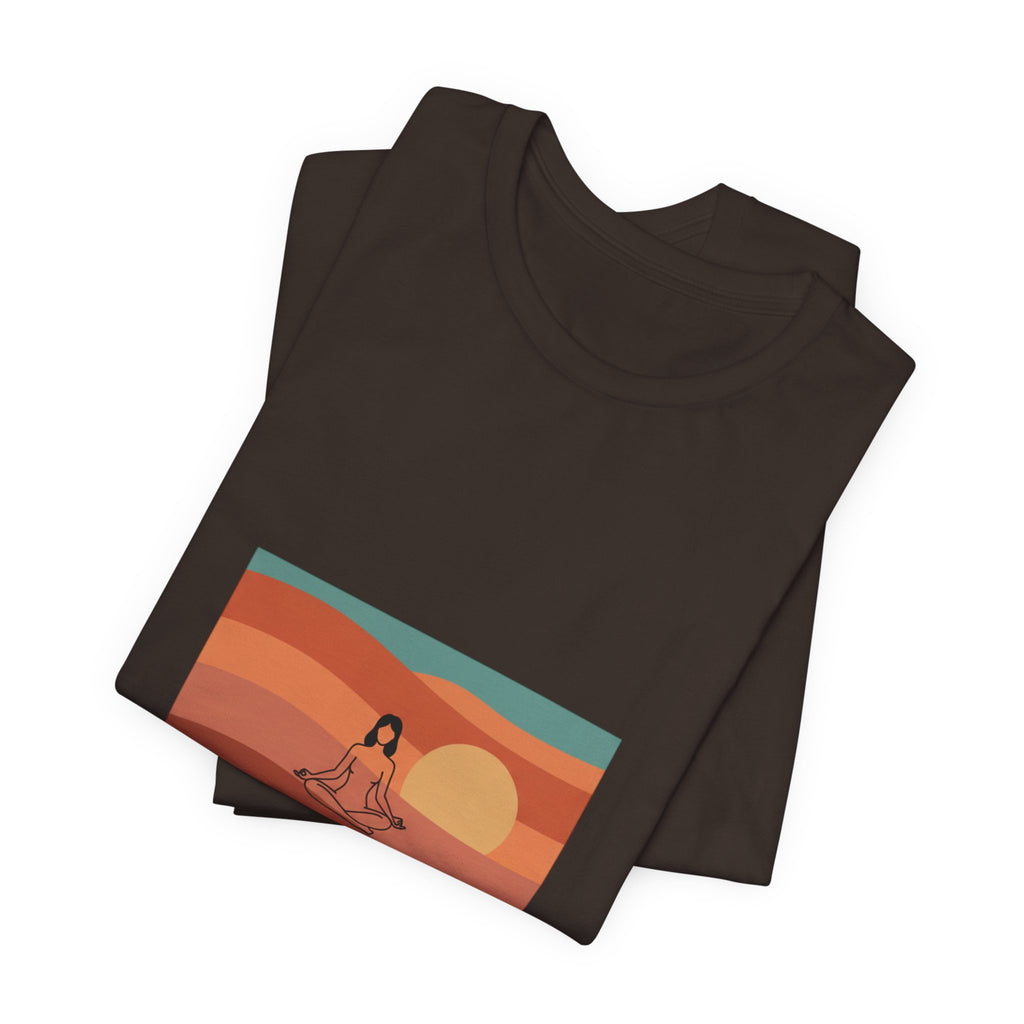 God's Creation Sunset Yoga T-Shirt — Retro Minimalist Spiritual Tee