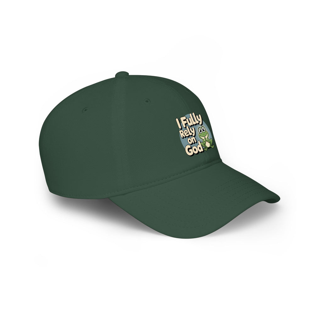 I Fully Rely on God Frog Cap - Low Profile Baseball Hat, Christian Faith Baseball Cap